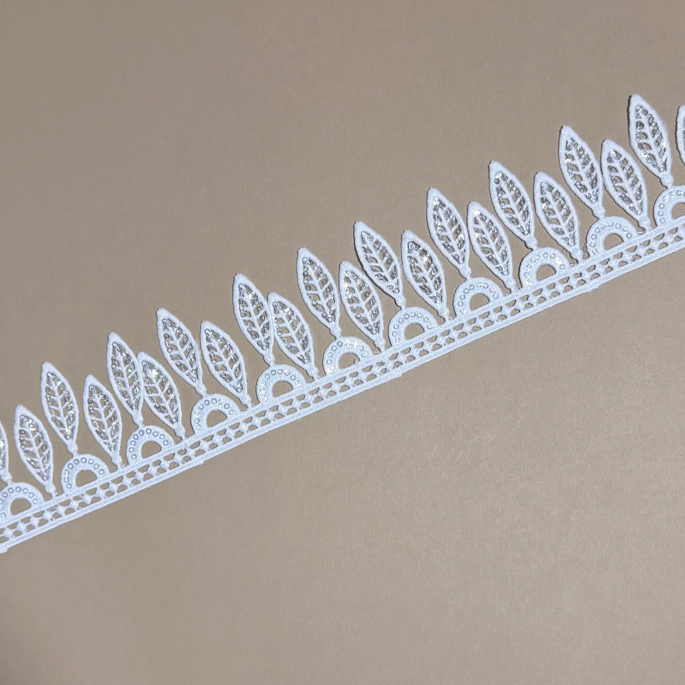 Leaf Spike Sequined Lace Trim