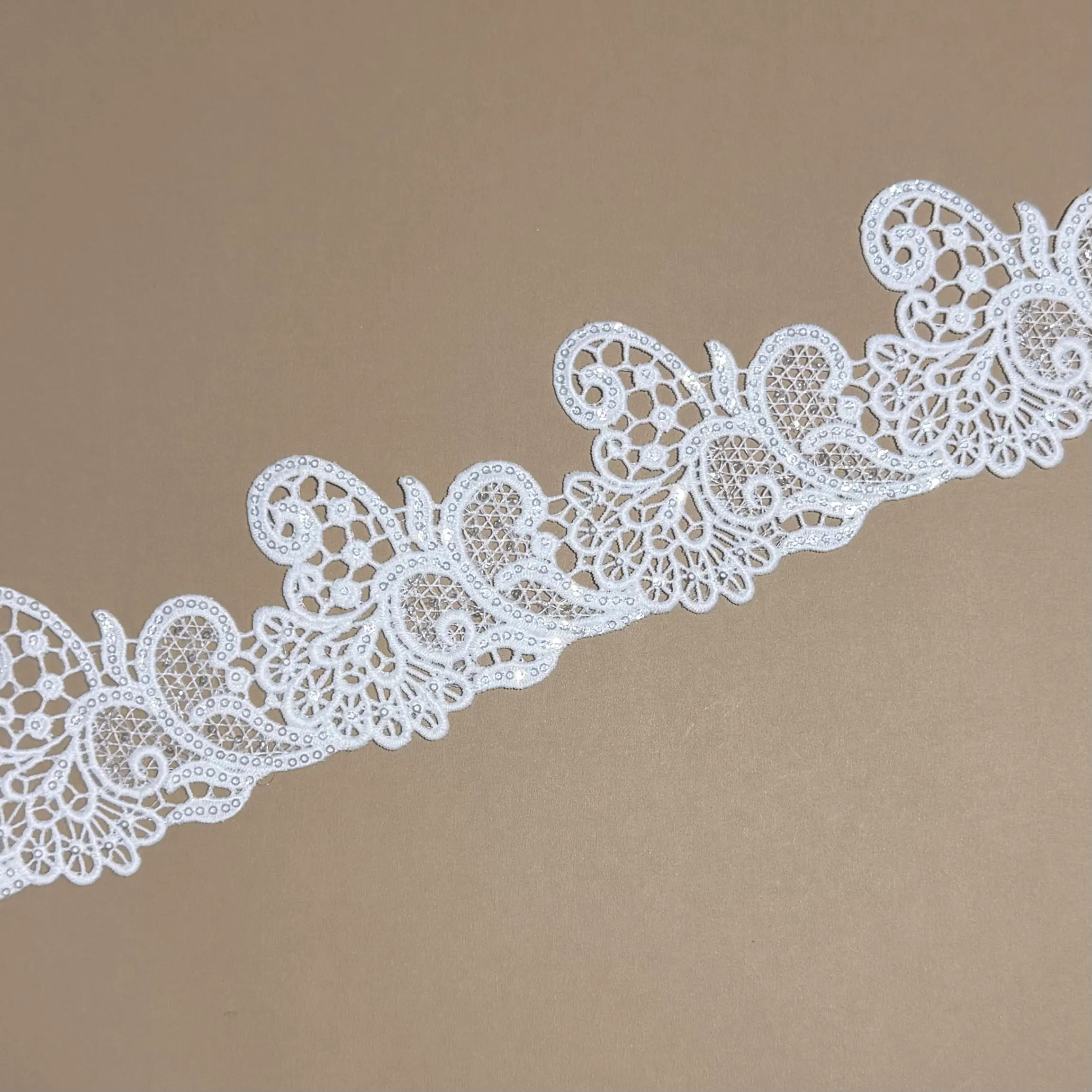 Baroque Scroll Sequined Lace Trim