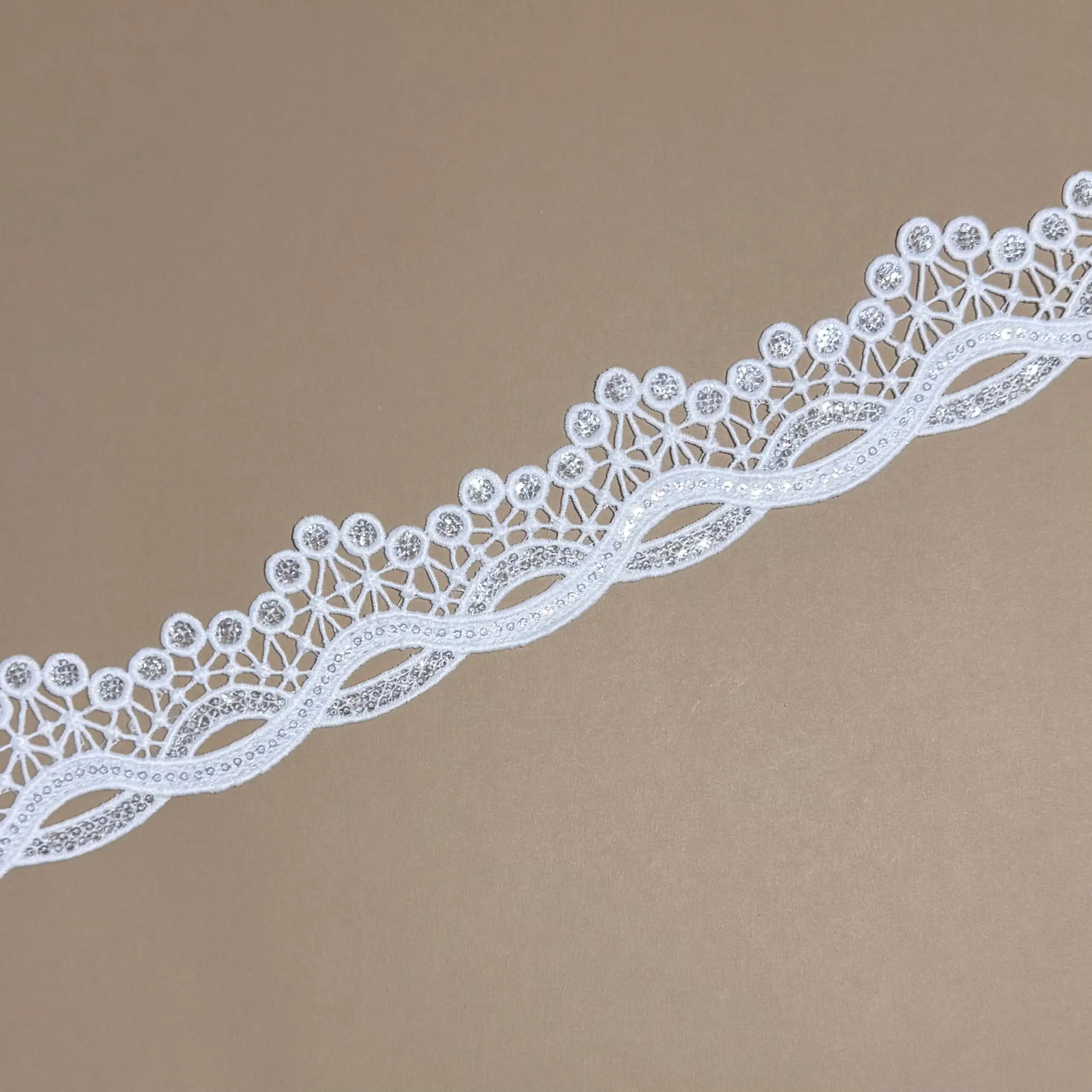 Wavy Daisy Sequined Lace Trim