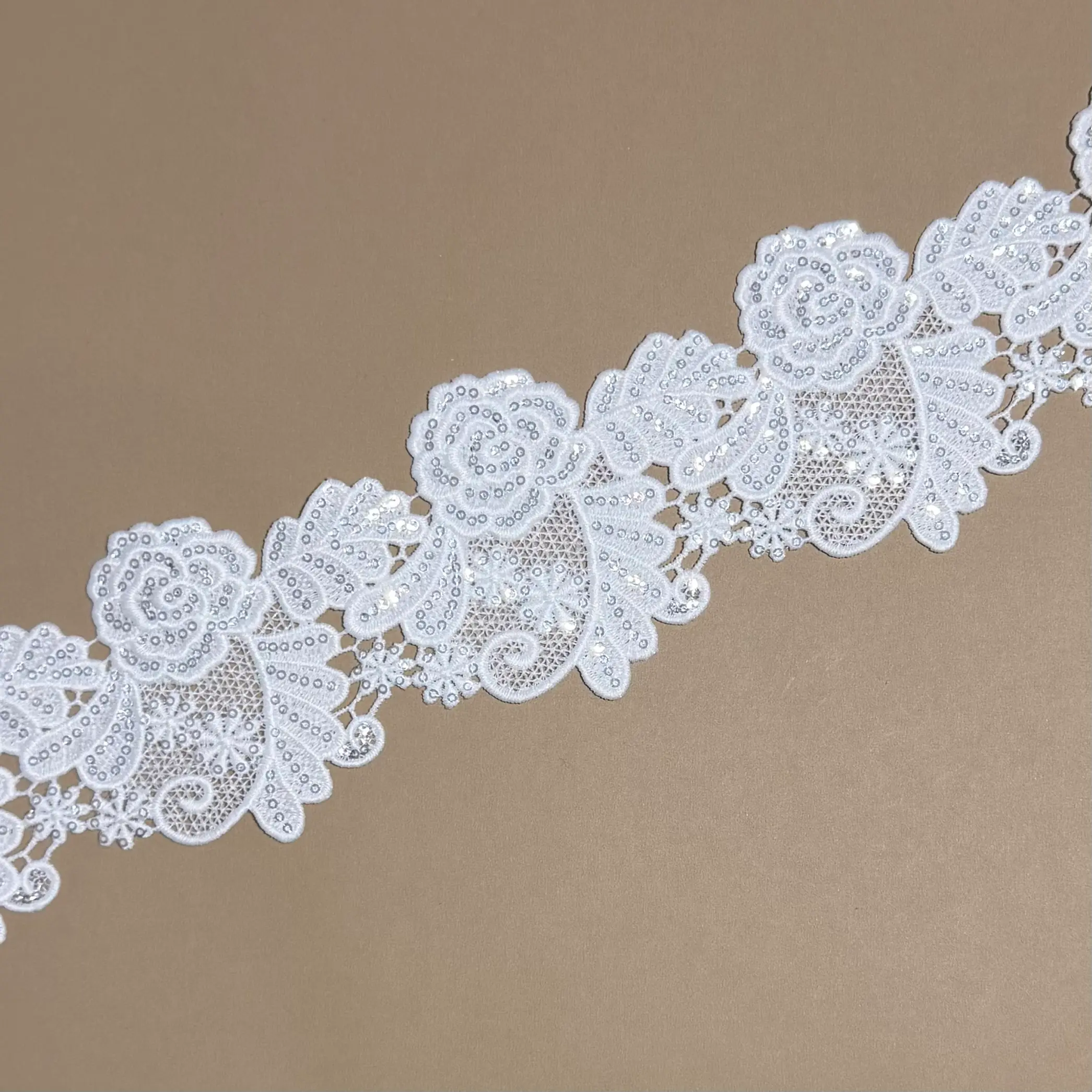 Rose Floral Sequined Lace Trim