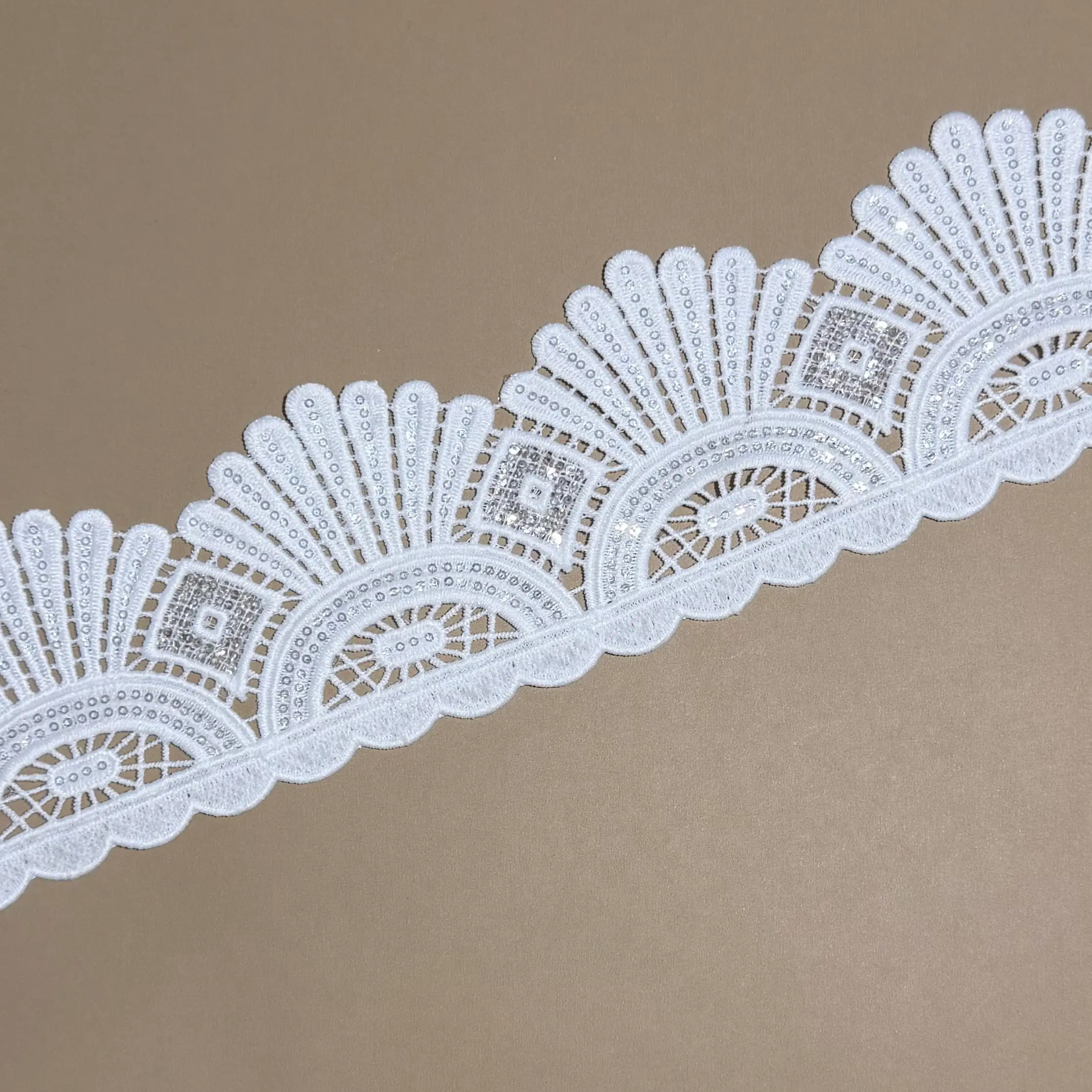 Fan-shaped Sequin Water-Soluble Embroidery Lace Trim