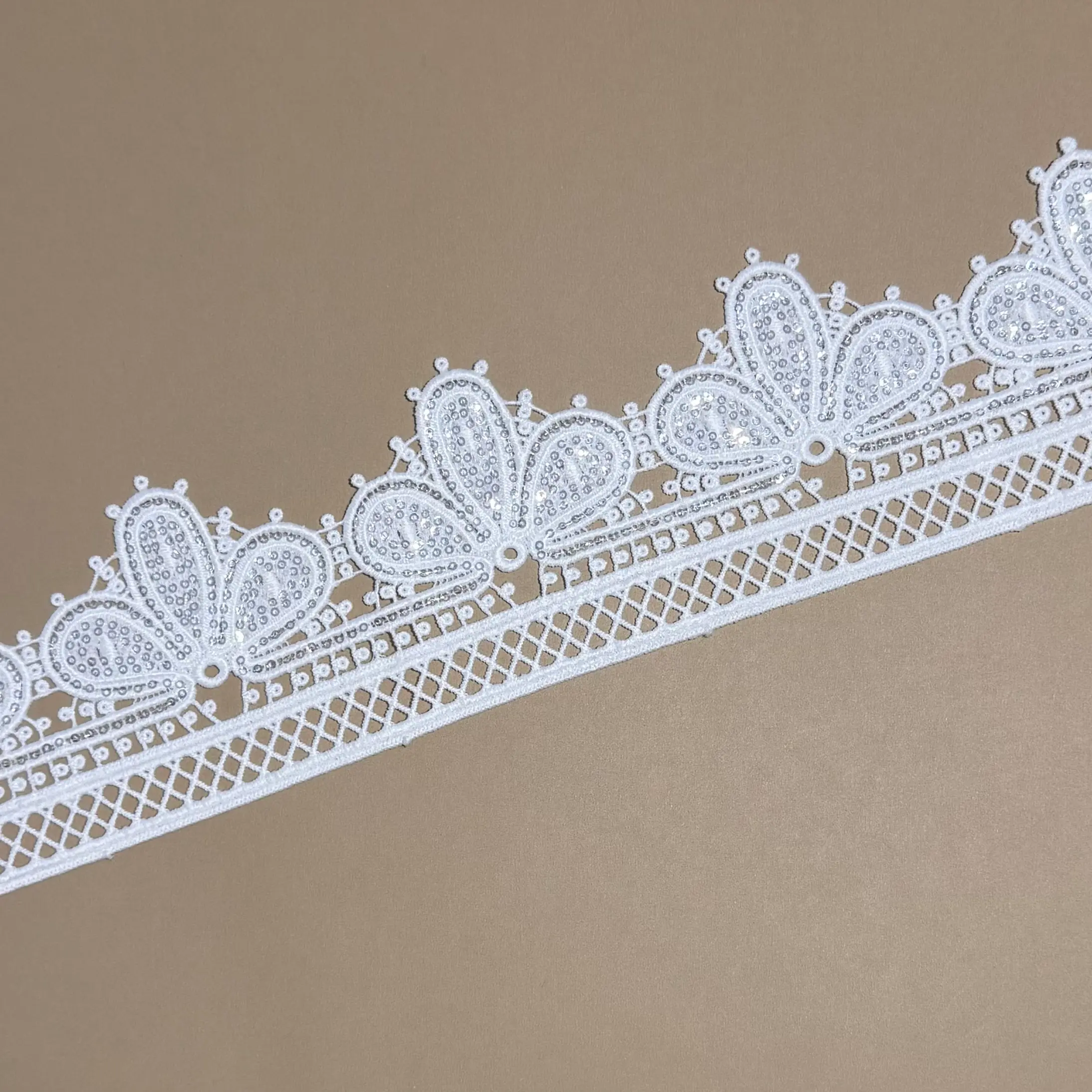 3 Floral Sequin Water-Soluble Embroidery Lace Trim