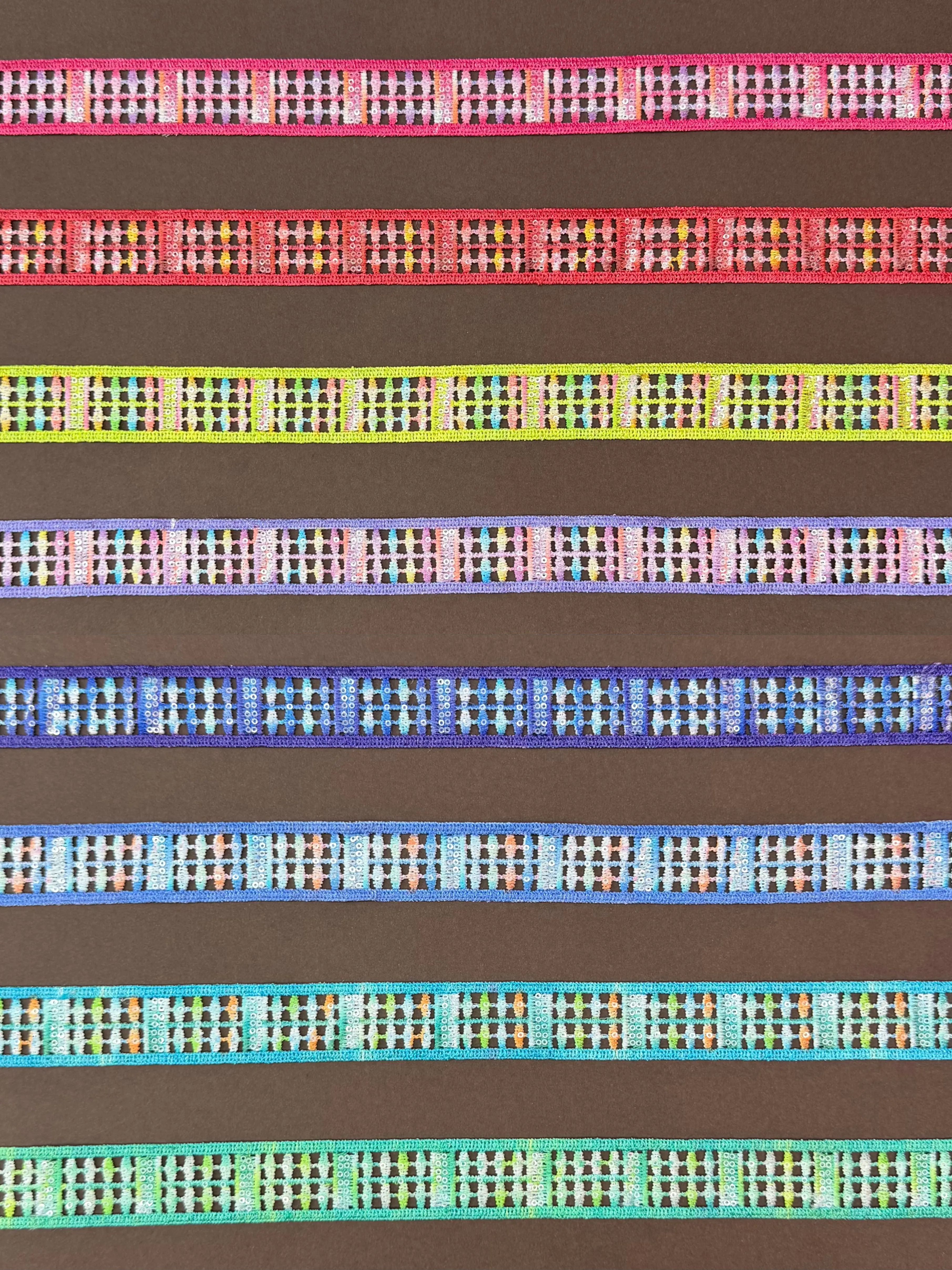 Color Grid Hollow Sequined Ribbon