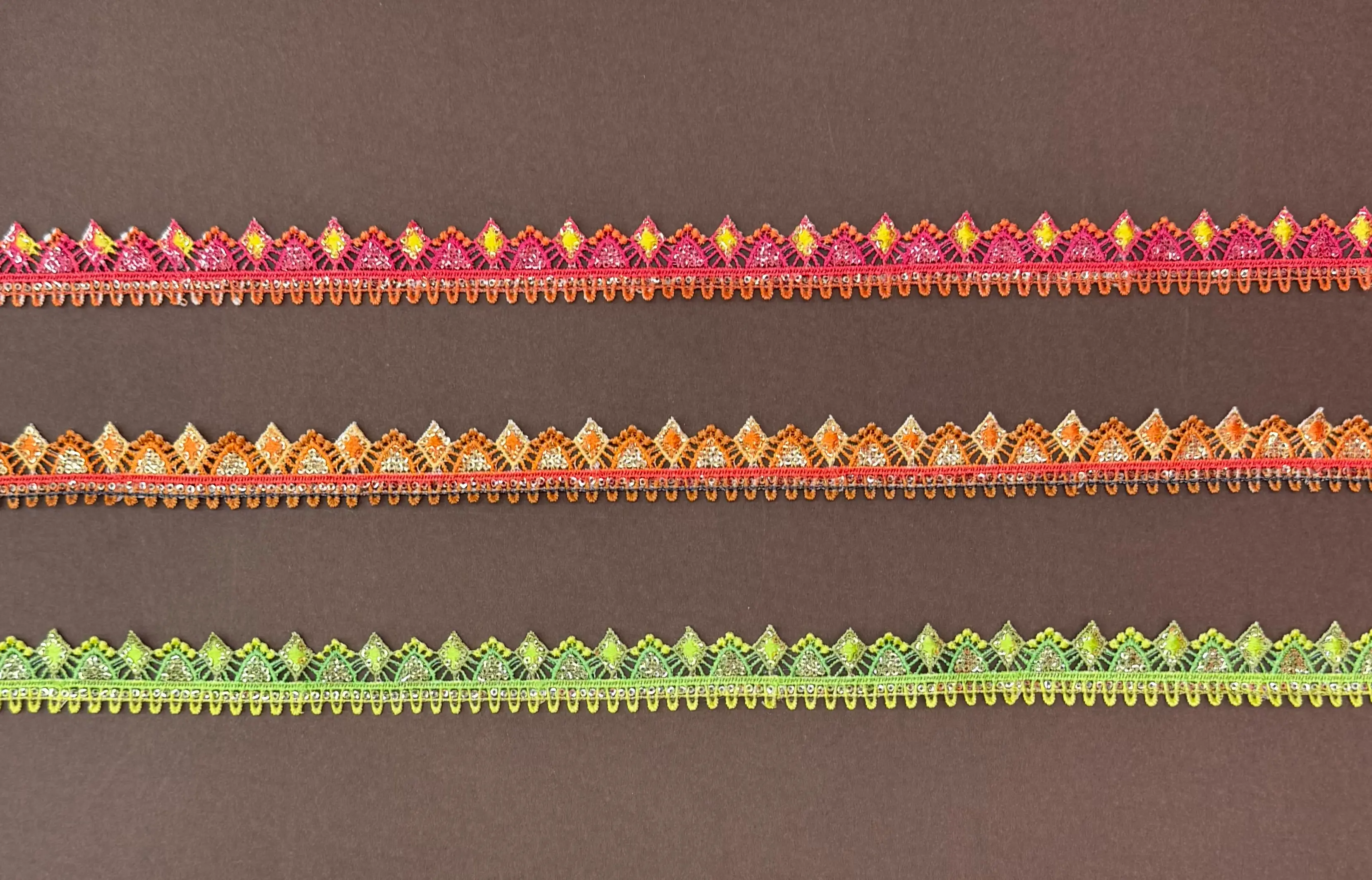 Colored Diamond Scalloped Digital Printed Lace Trim
