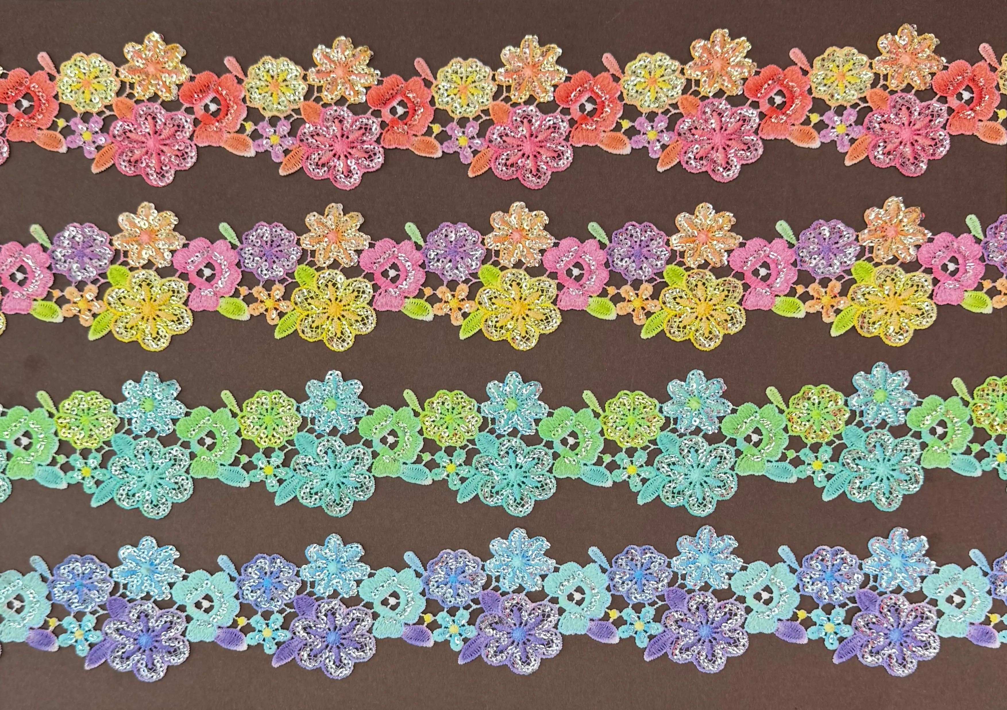 Multicolor Blossom Floral Digital Printed Lace Trim