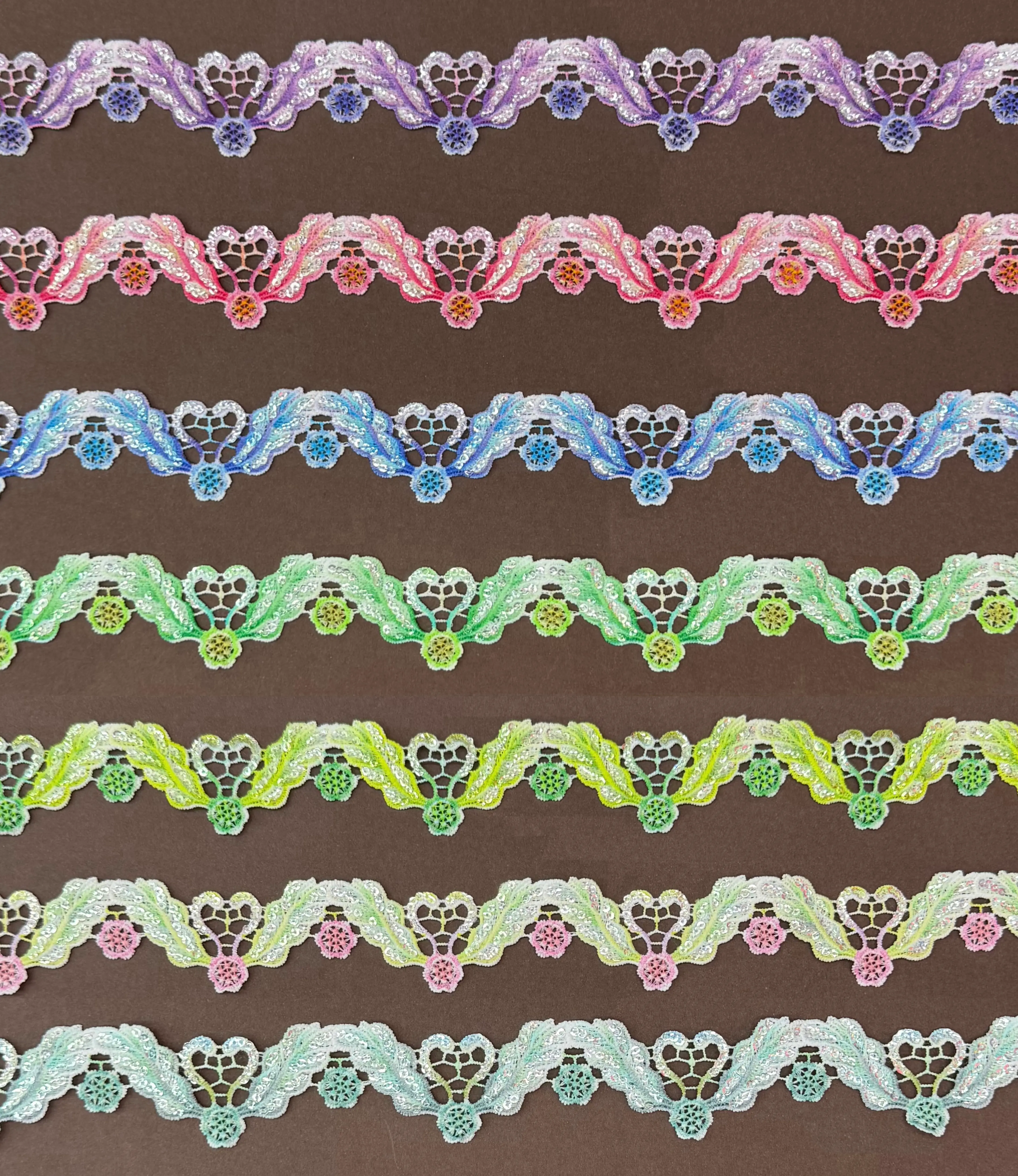 Hollow Heart Multicolor Digital Printed Lace Trim