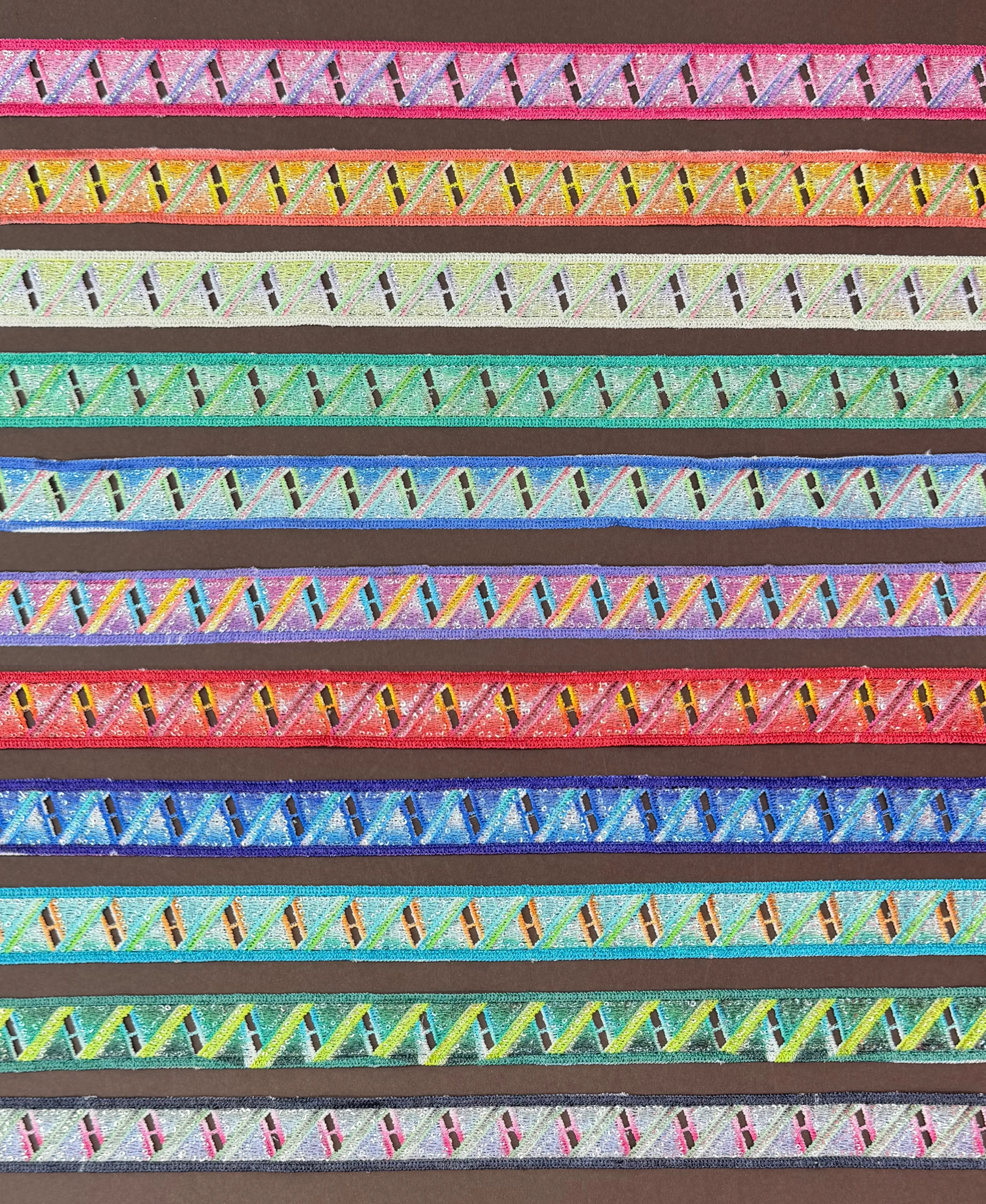 Diagonal Stripe Multicolor Digital Printed Straight Lace Trim