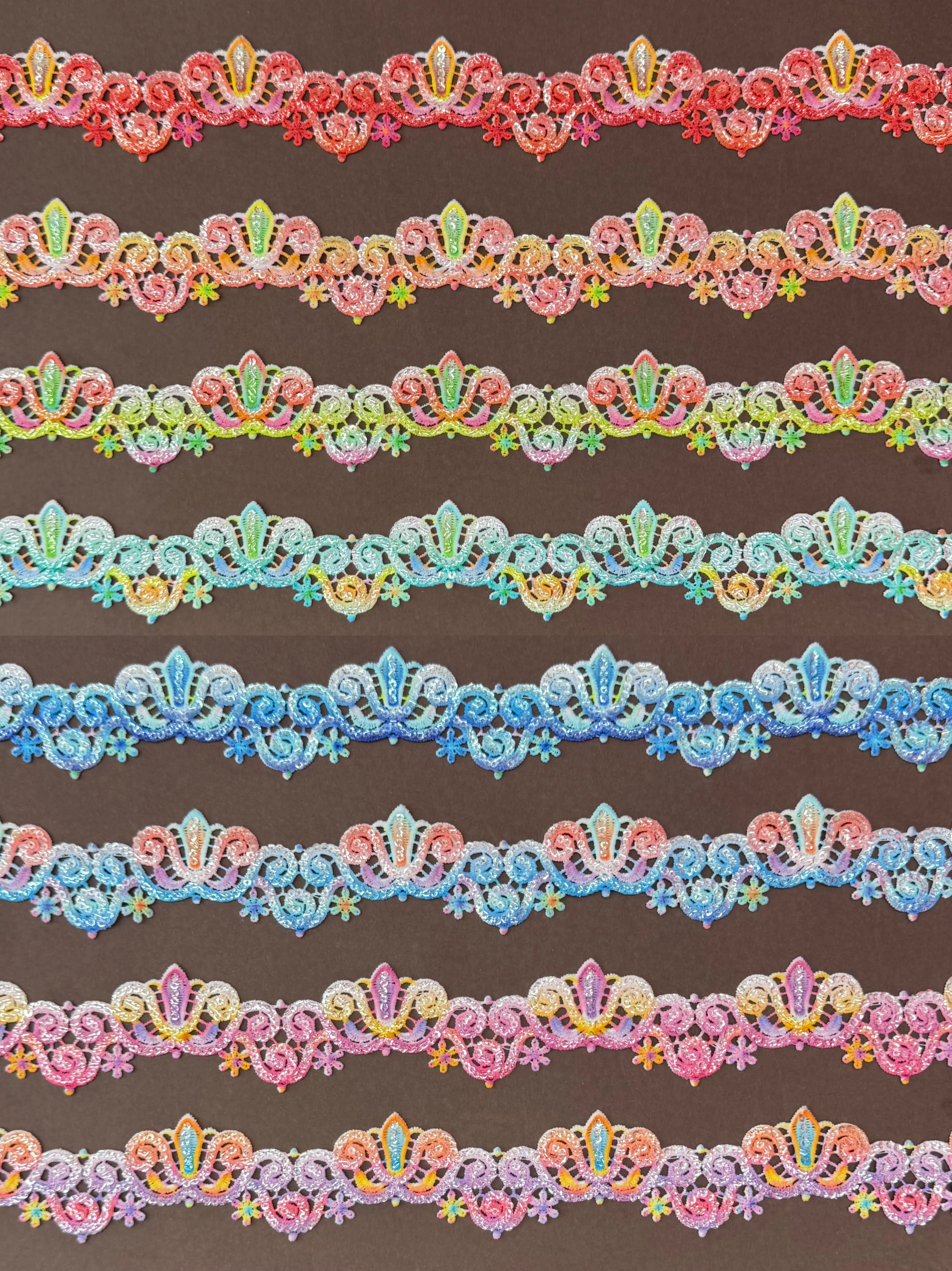 Tulip Floral Multicolor Sequined Digital Printed Lace Trim
