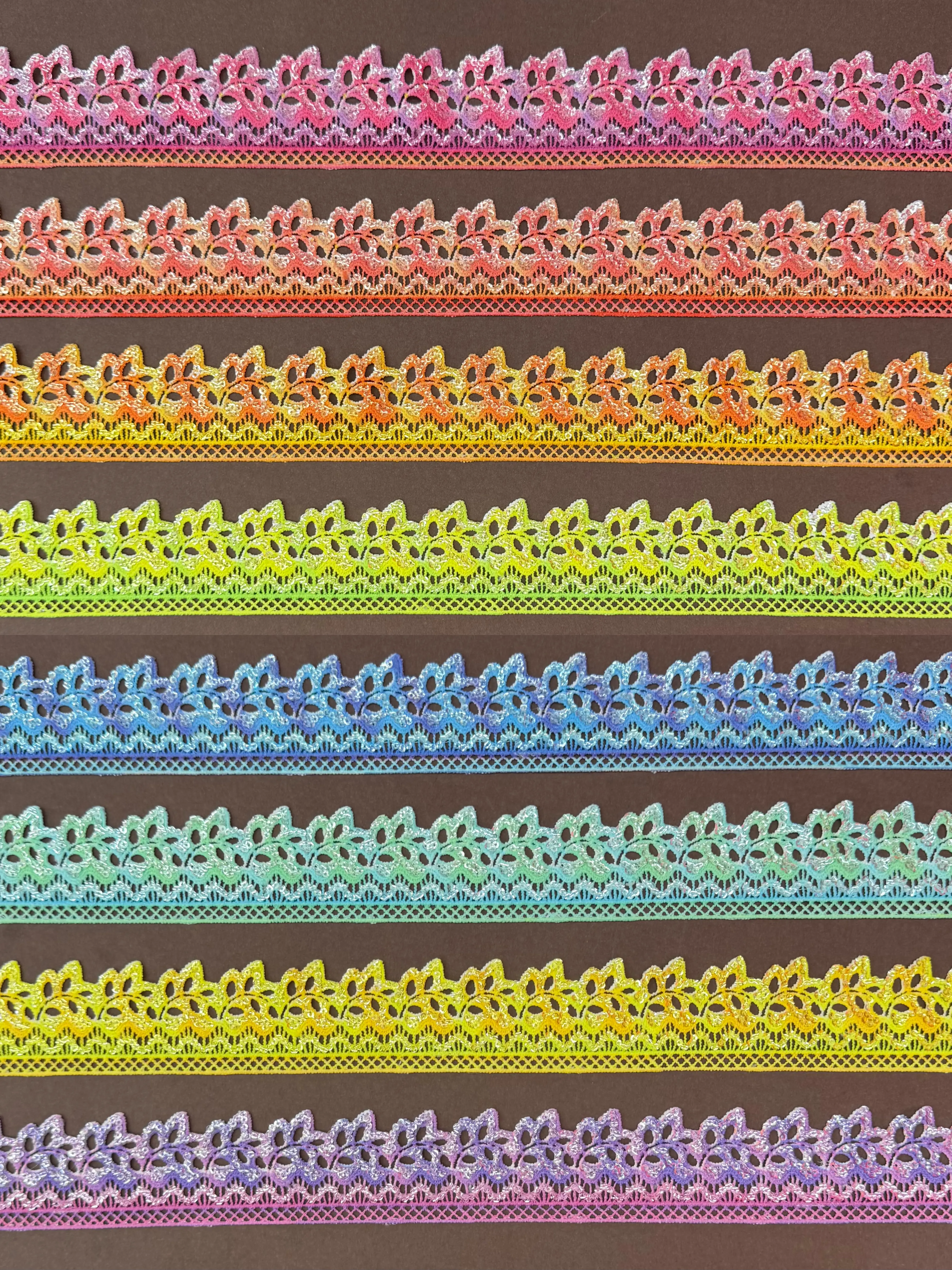 Double Leaf Multicolor Sequined Digital Printed Lace Trim