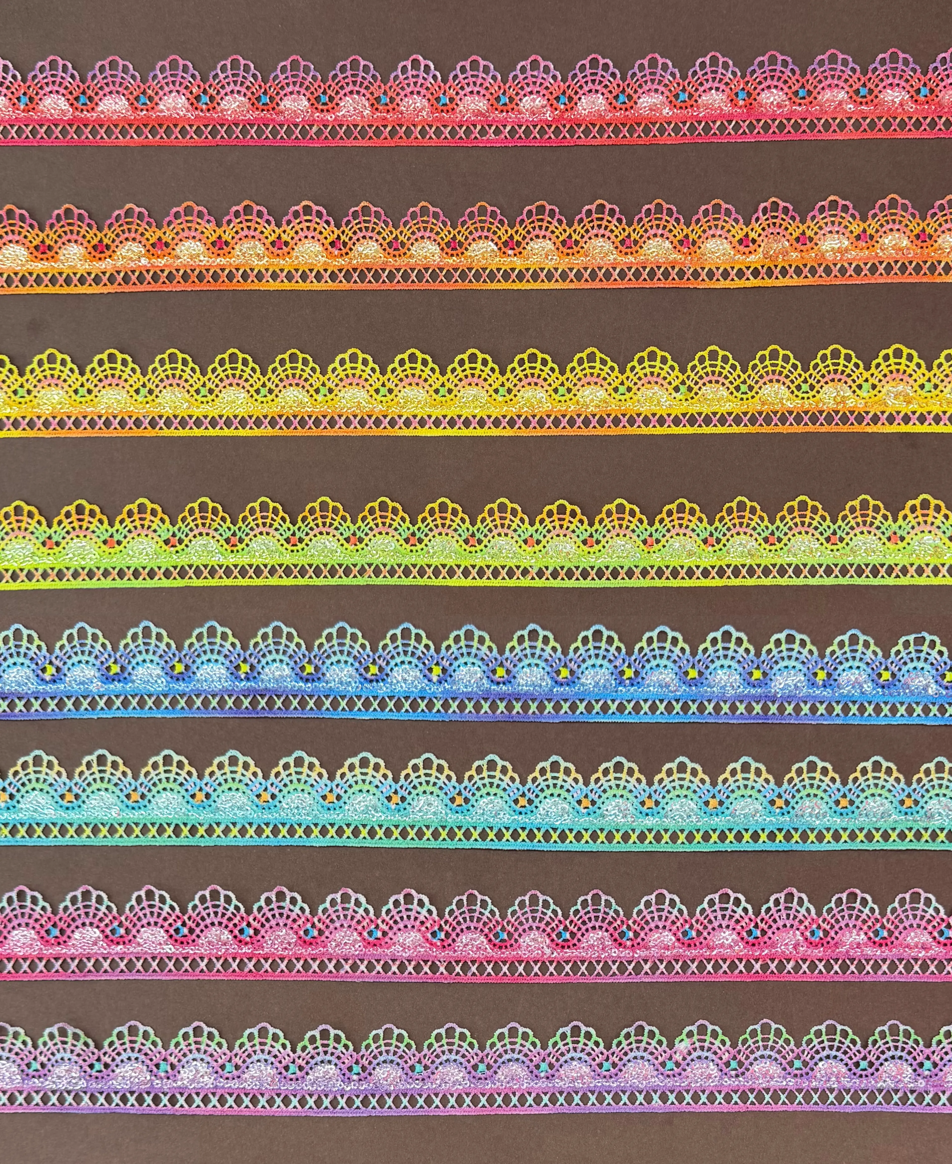 Pastel Gradient Mesh Arch Lace Trim With Digital Print
