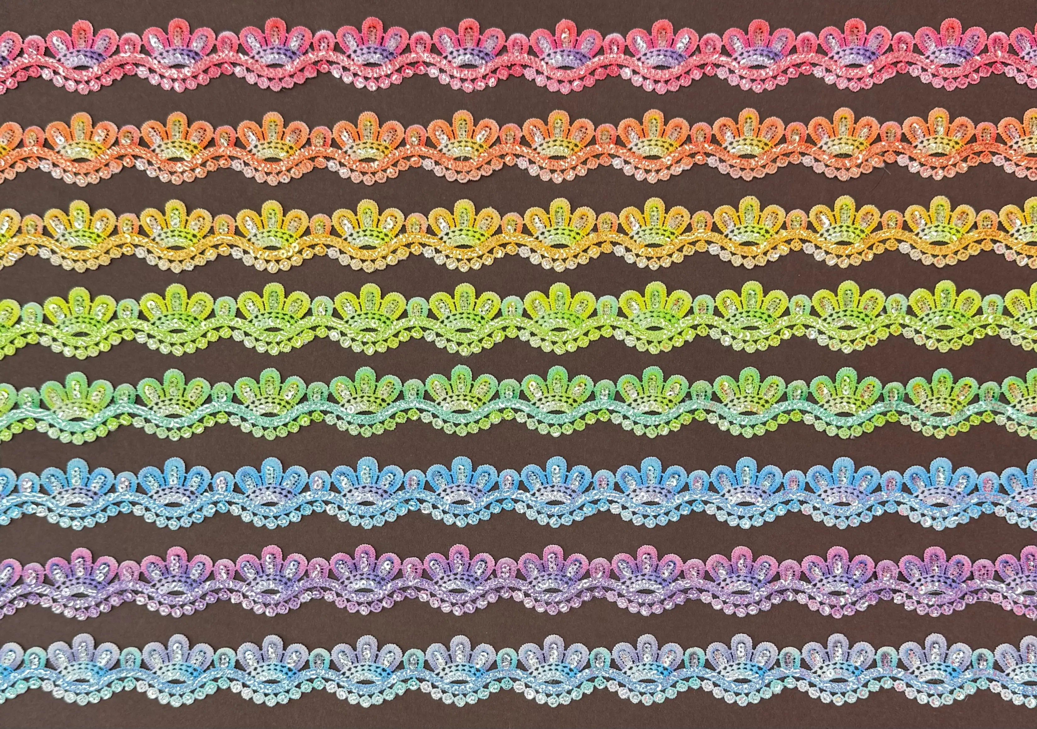 Glow Ombre Shell Floral Lace Trim With Digital Dye Finish