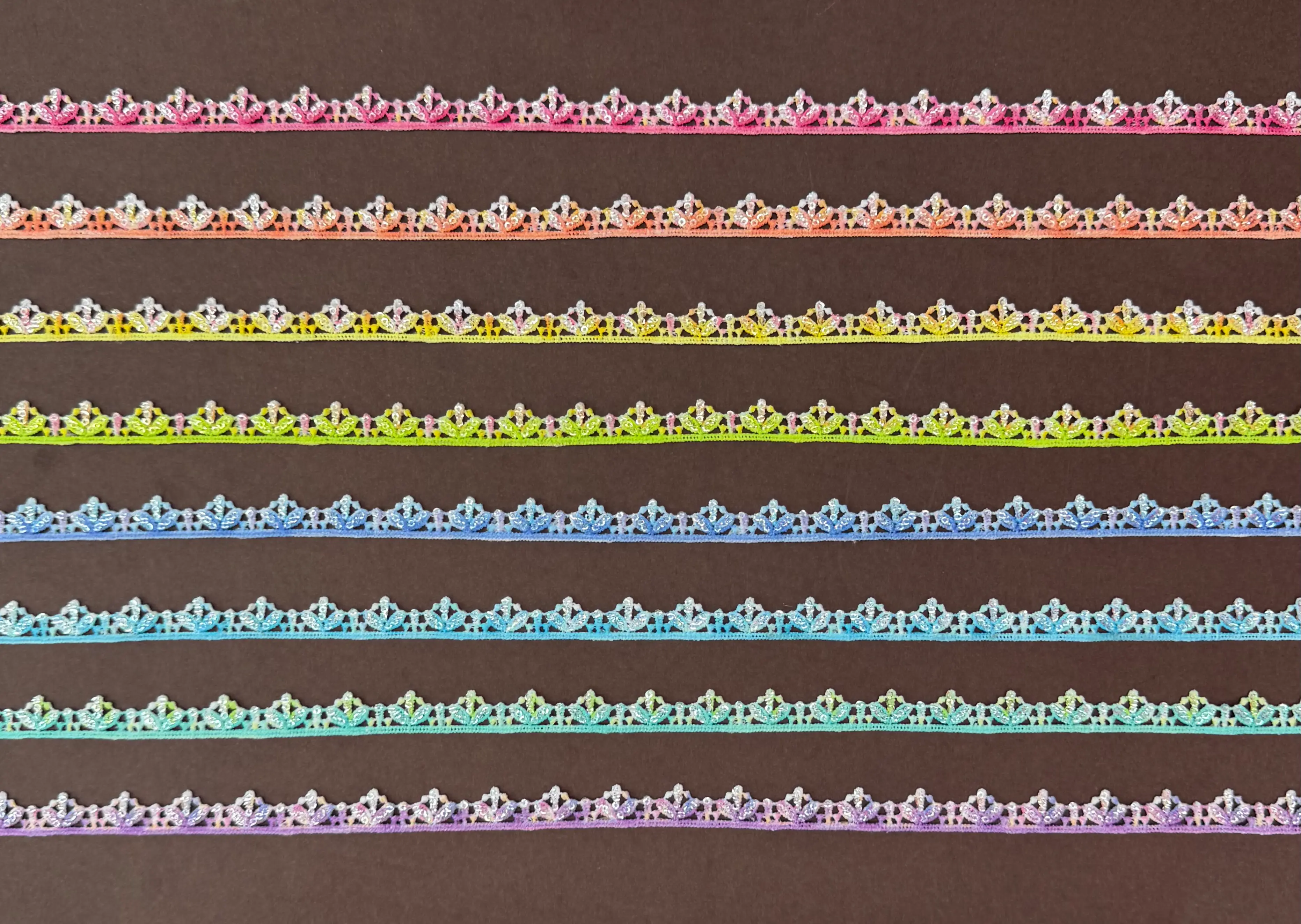 Mini Crown Digital Printed Multicolor Sequined Lace Trim