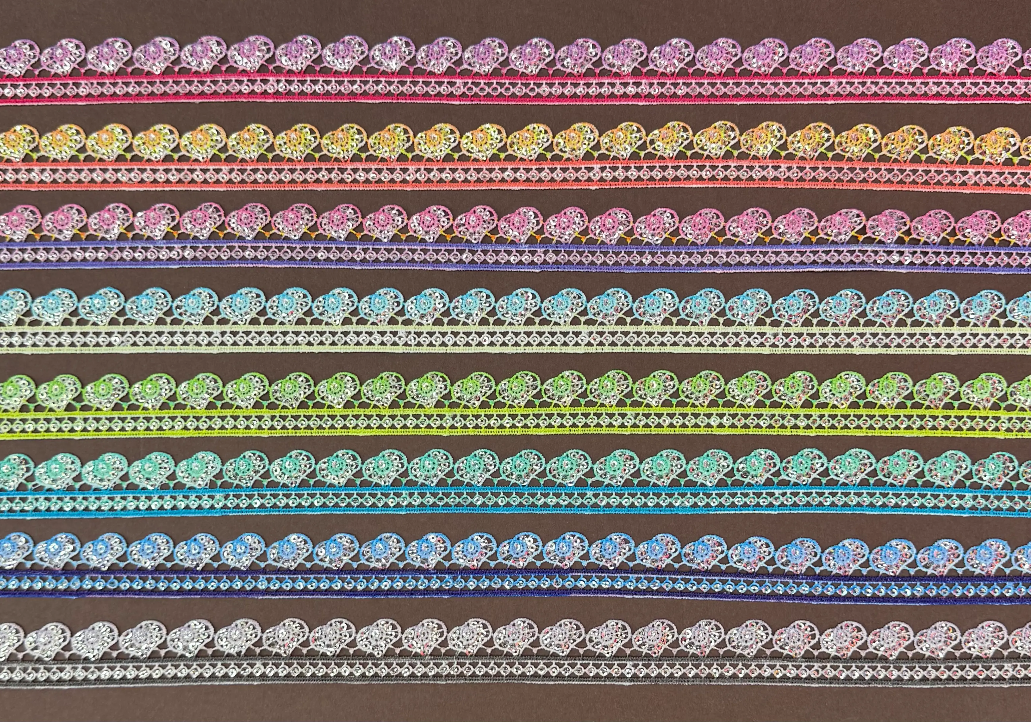 Double Circle Digital Printed Multicolor Sequined Lace Trim