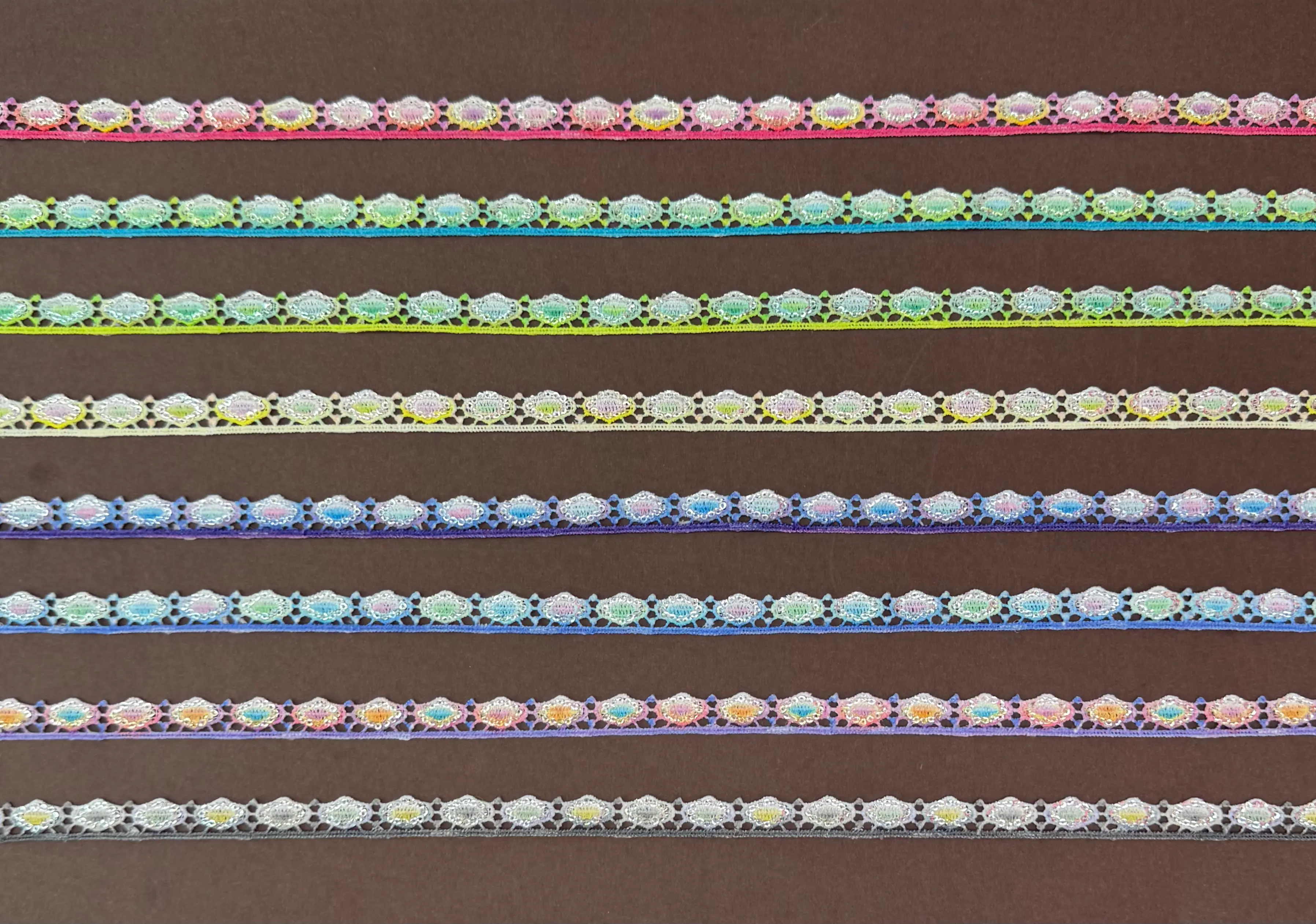 Mini Oval Shell Digital Printed Multicolor Sequined Lace Trim