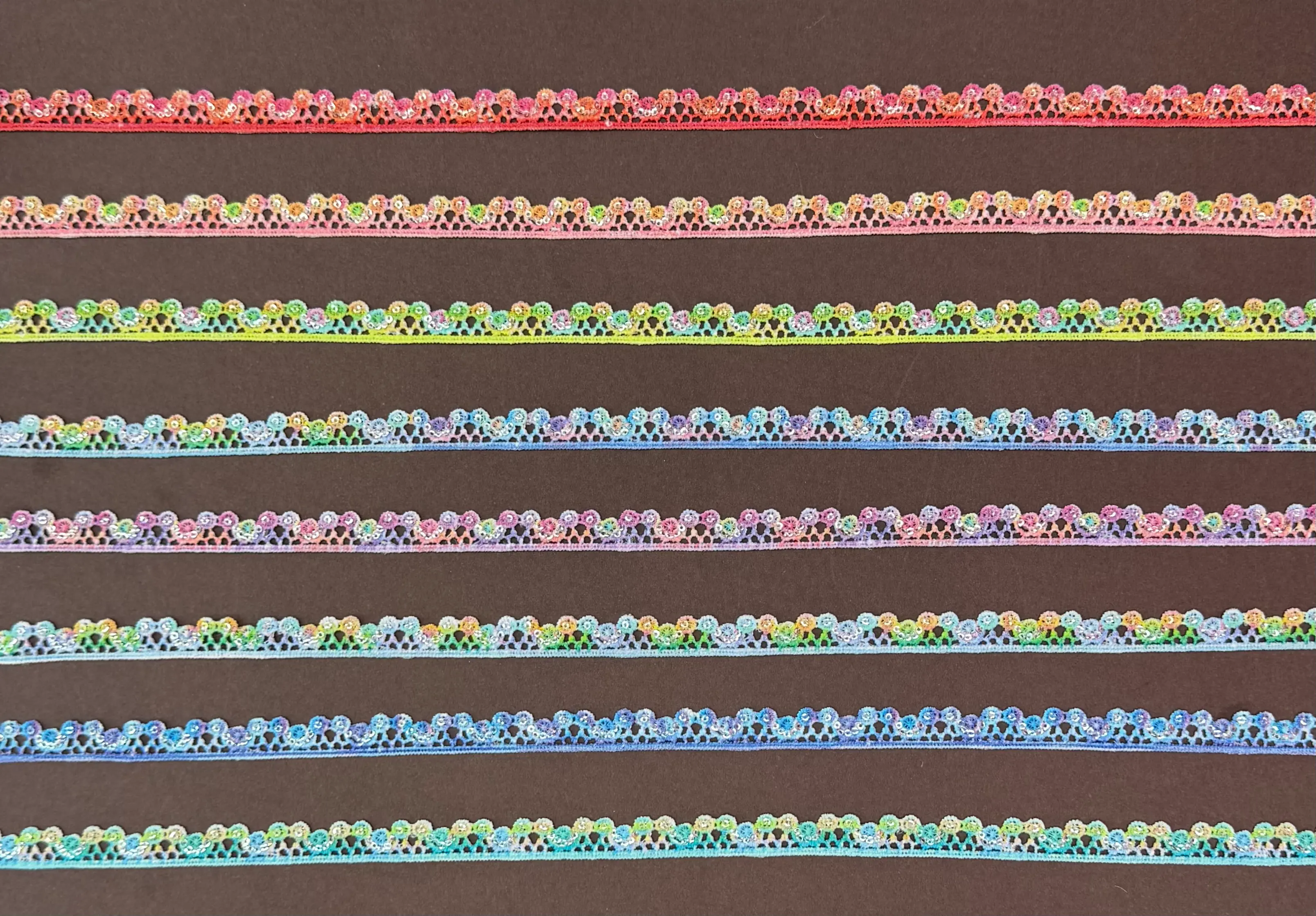 Mini Circle Dot Digital Printed Multicolor Sequined Lace Trim