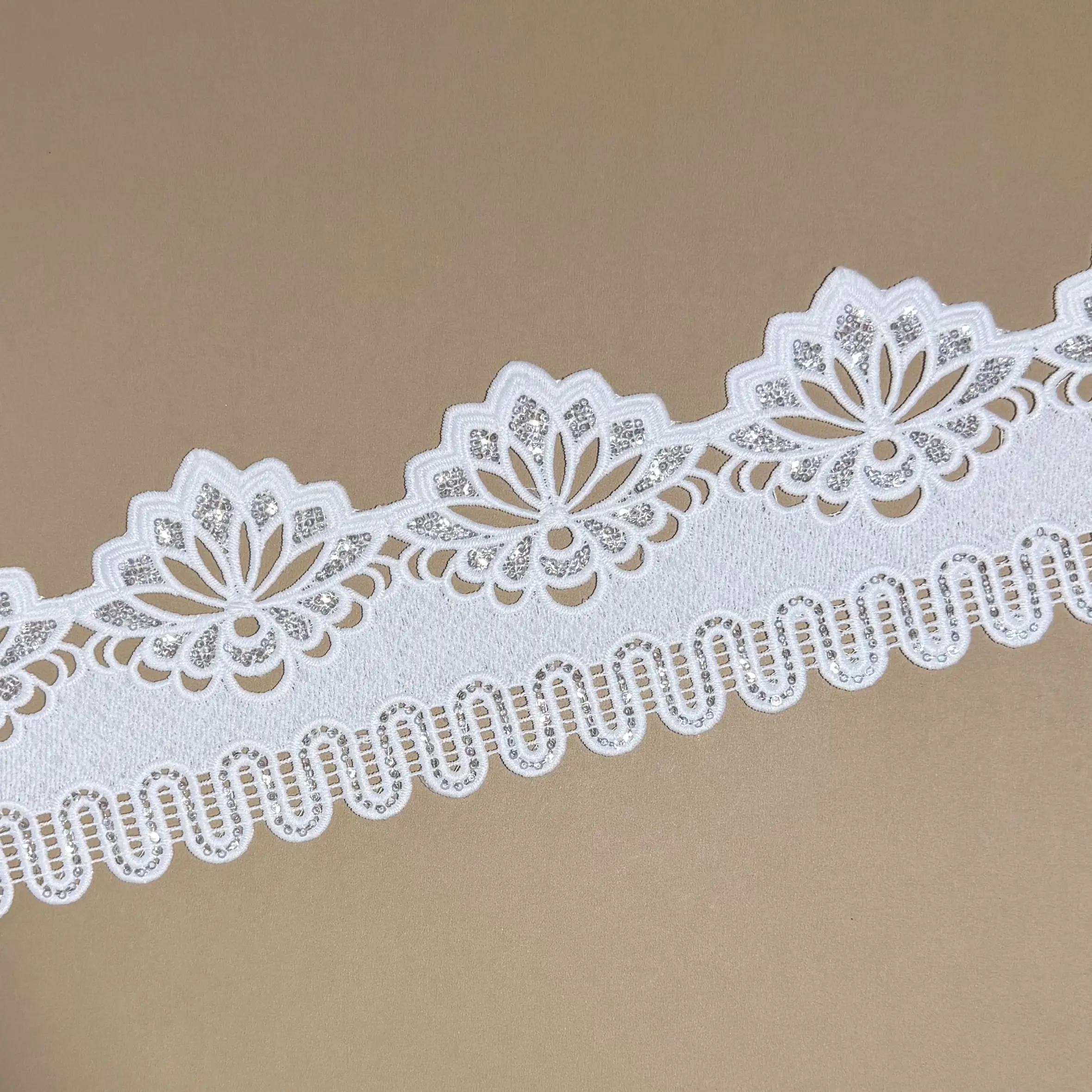 Luxury Starlit Split Petal Couture Sequined Lace Trim