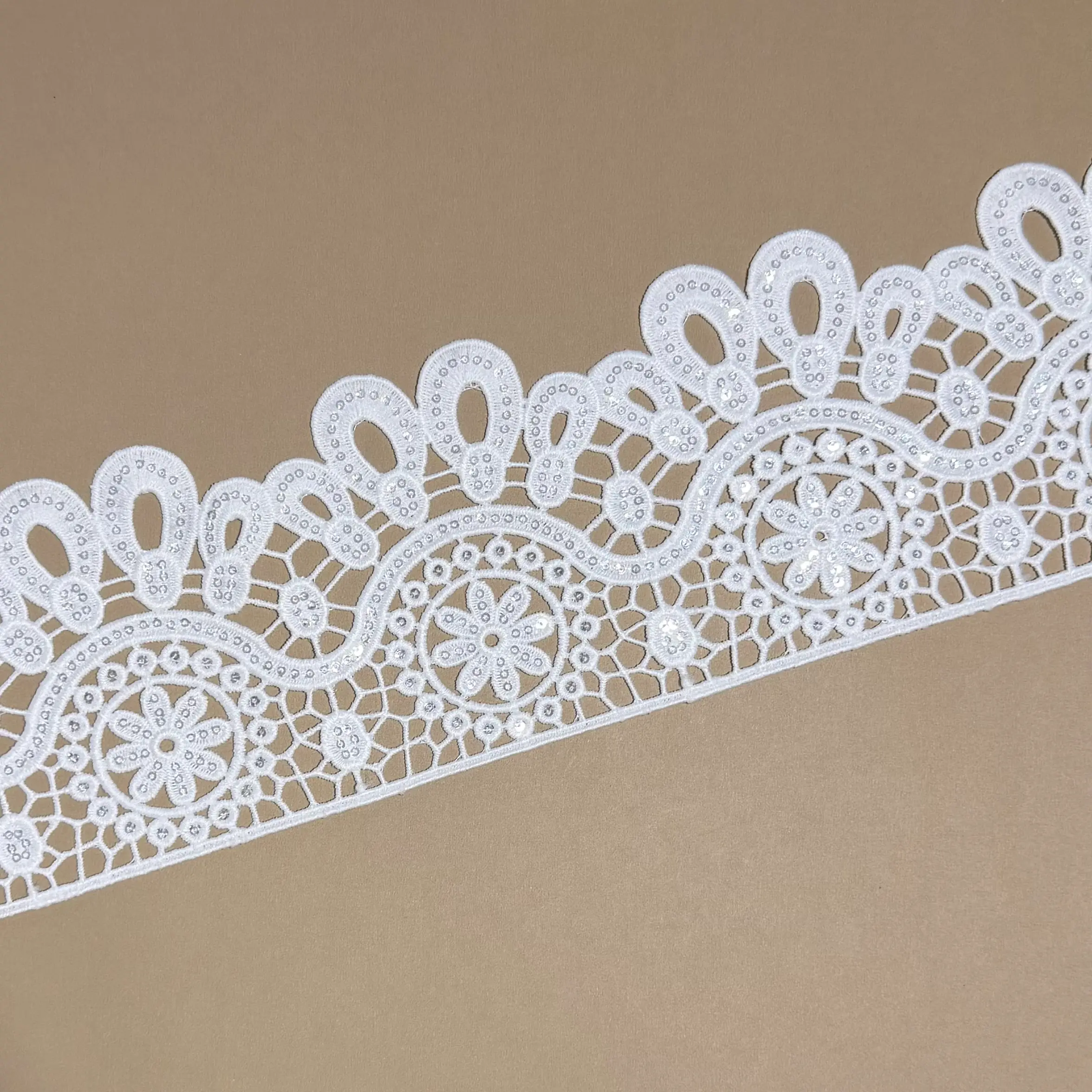 Luxury Teardrop Loop Rosette Couture Sequined Lace Trim