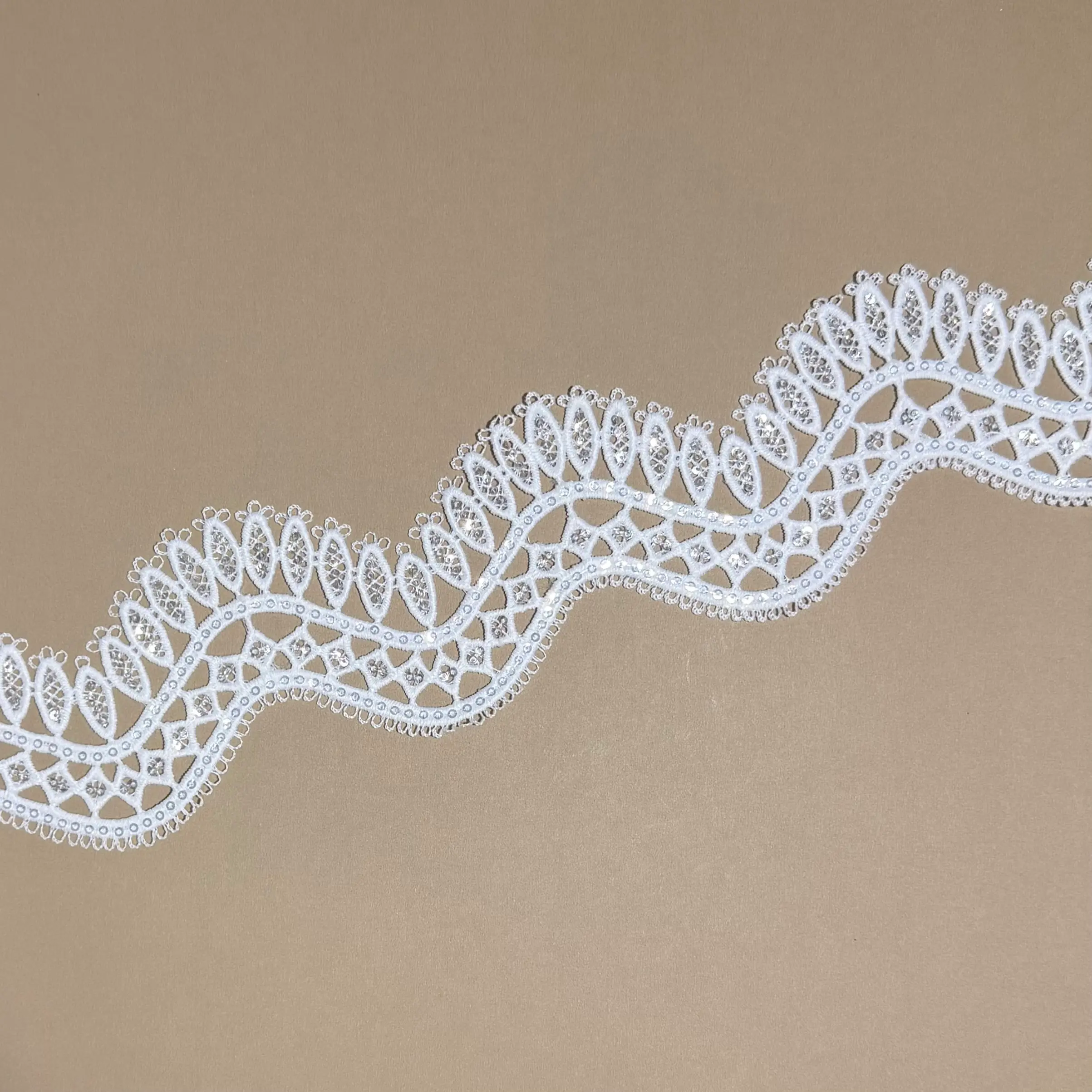 Luxury S-Shape Oval Pod Couture Sequined Lace Trim