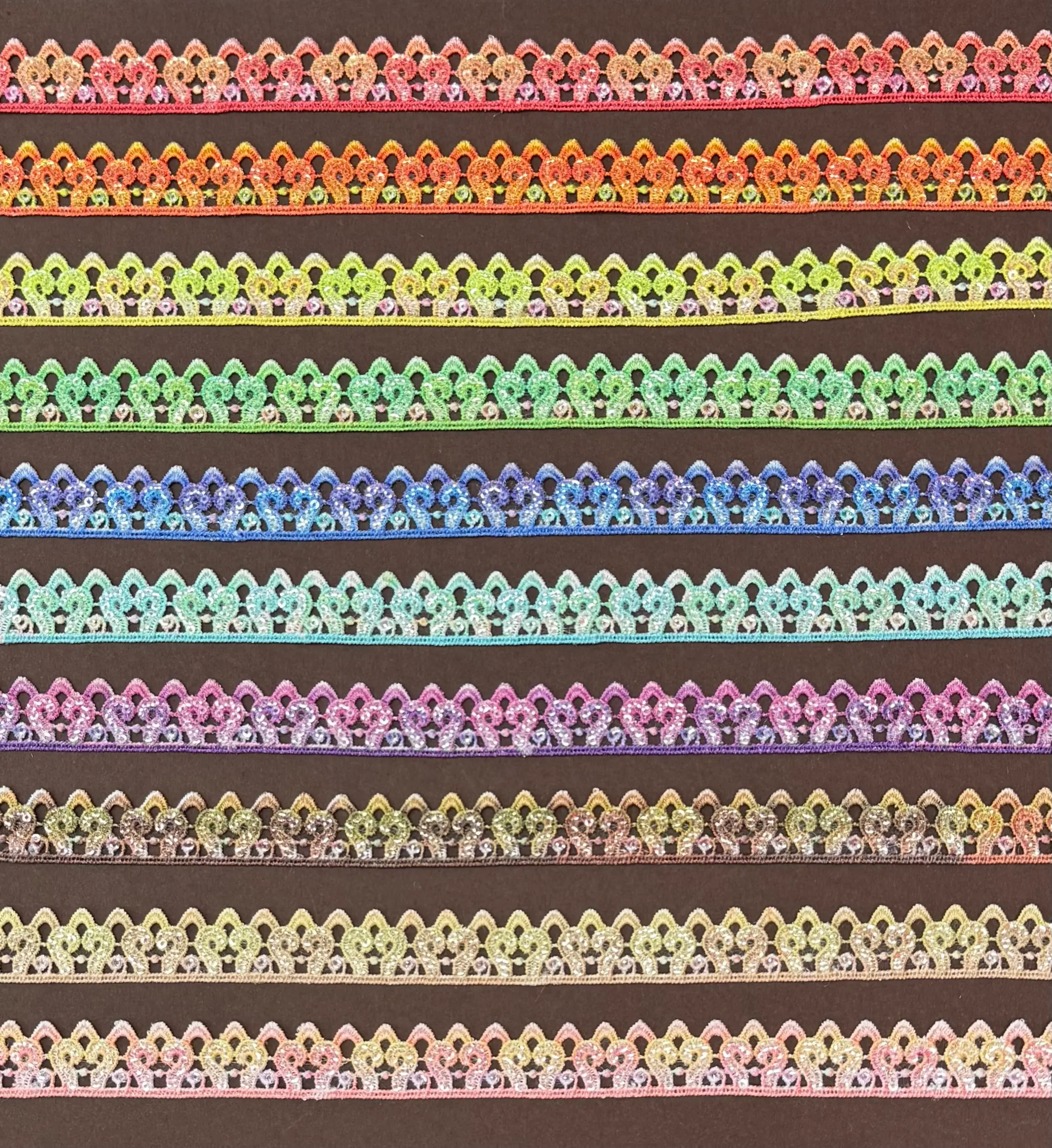 Gradient Curly Heart Sequin Lace Trim