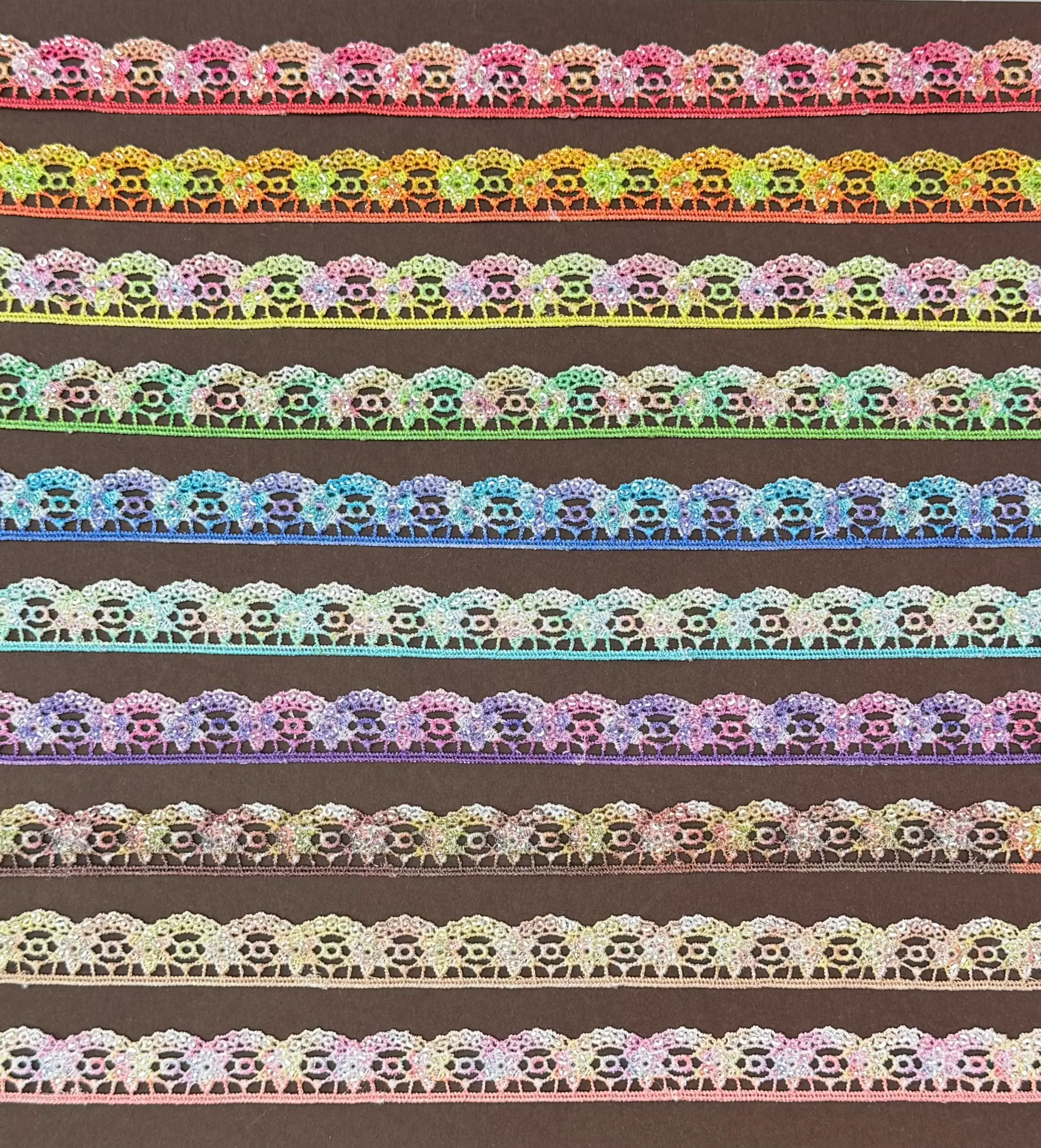 Gradient Digital Print Wavy Hollow Sequin Lace Trim