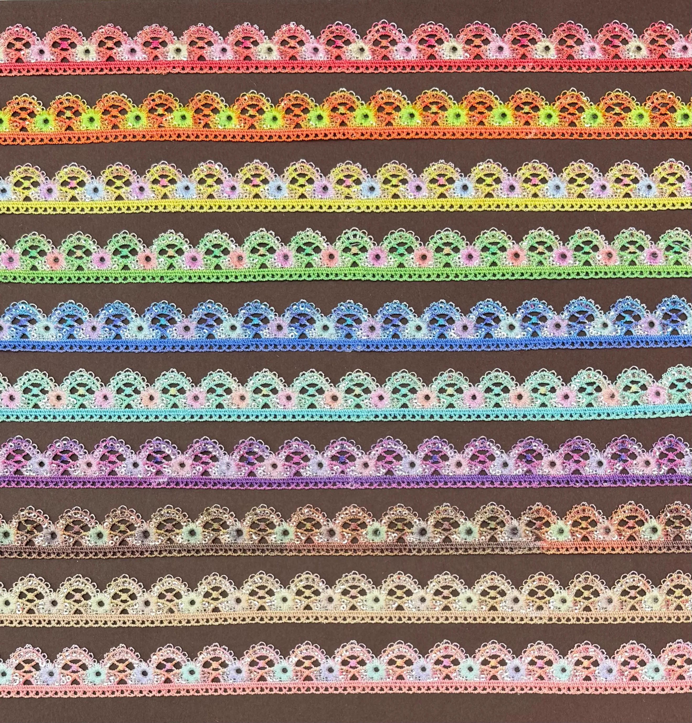 Rainbow Gear Pattern Lace Trim