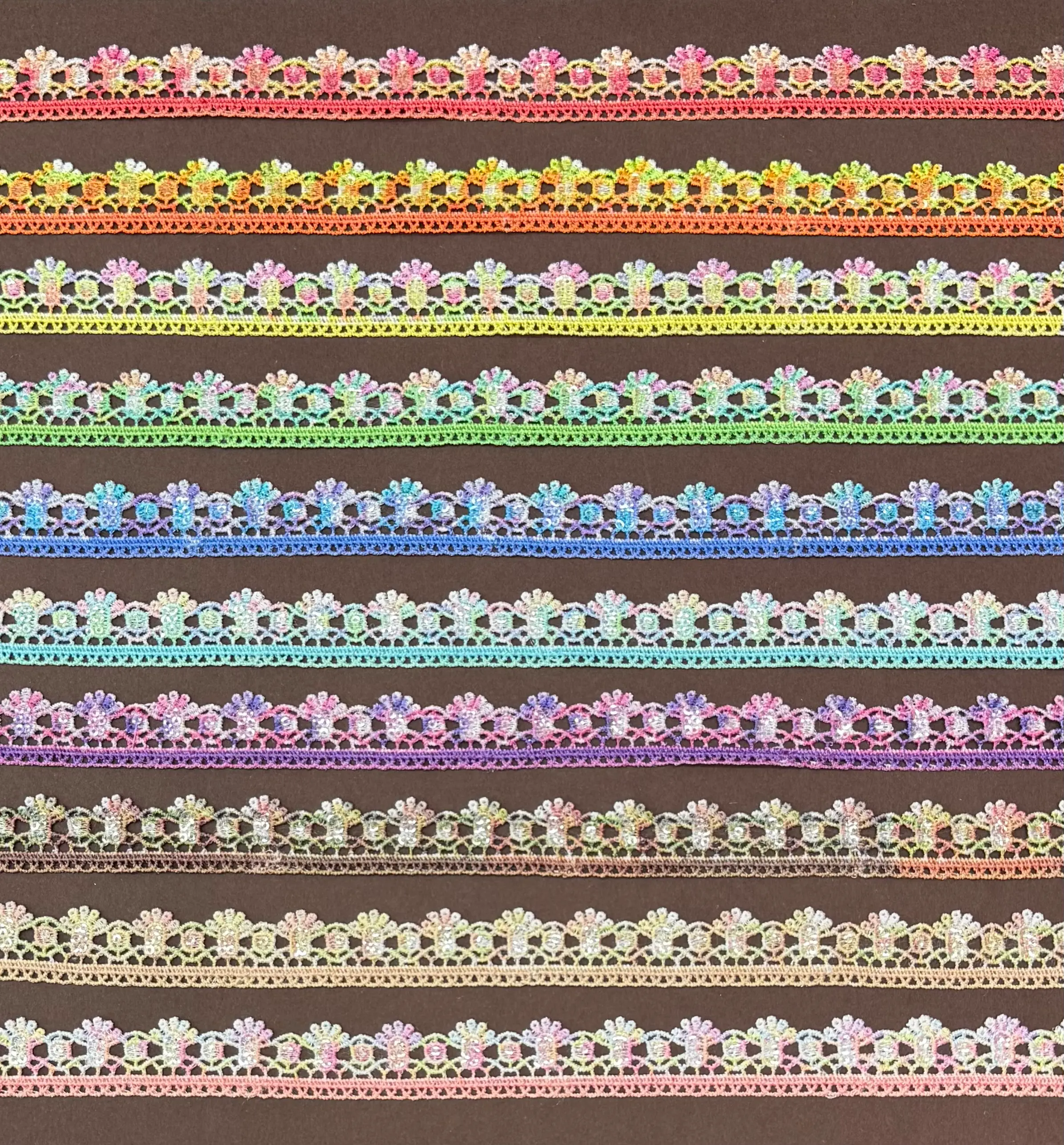 Multi Colour Scalloped Loop Floral Lace Trim