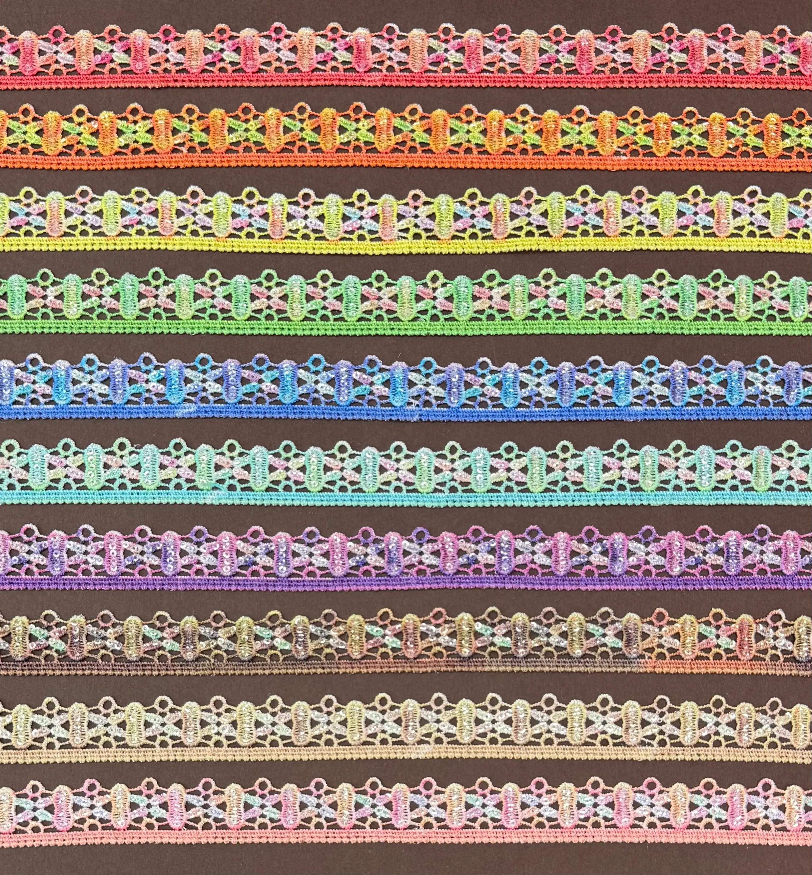 Base Color Ring Cross Sequined Lace Trim