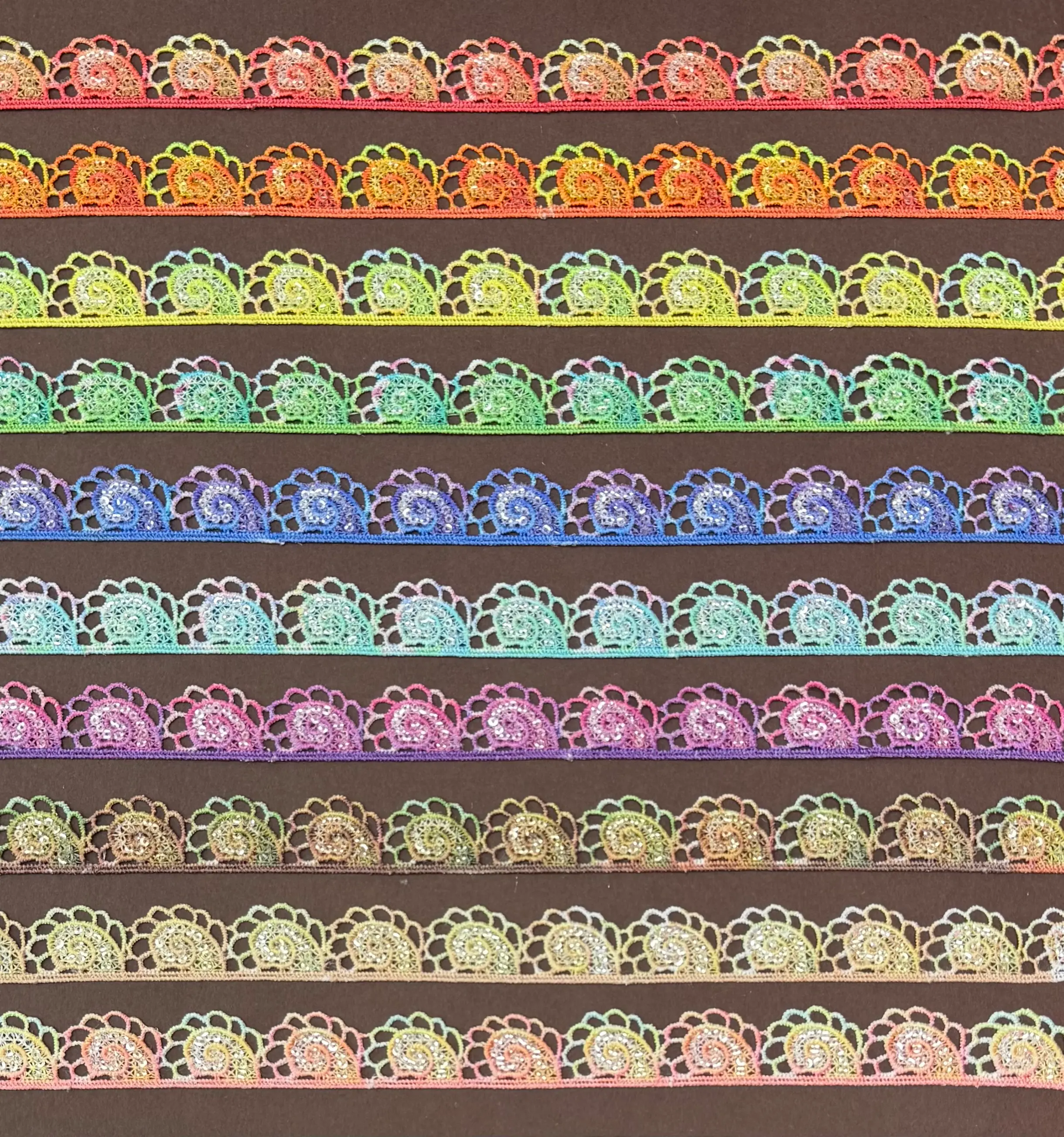 Gradient Spiral Scroll Sequined Lace Trim