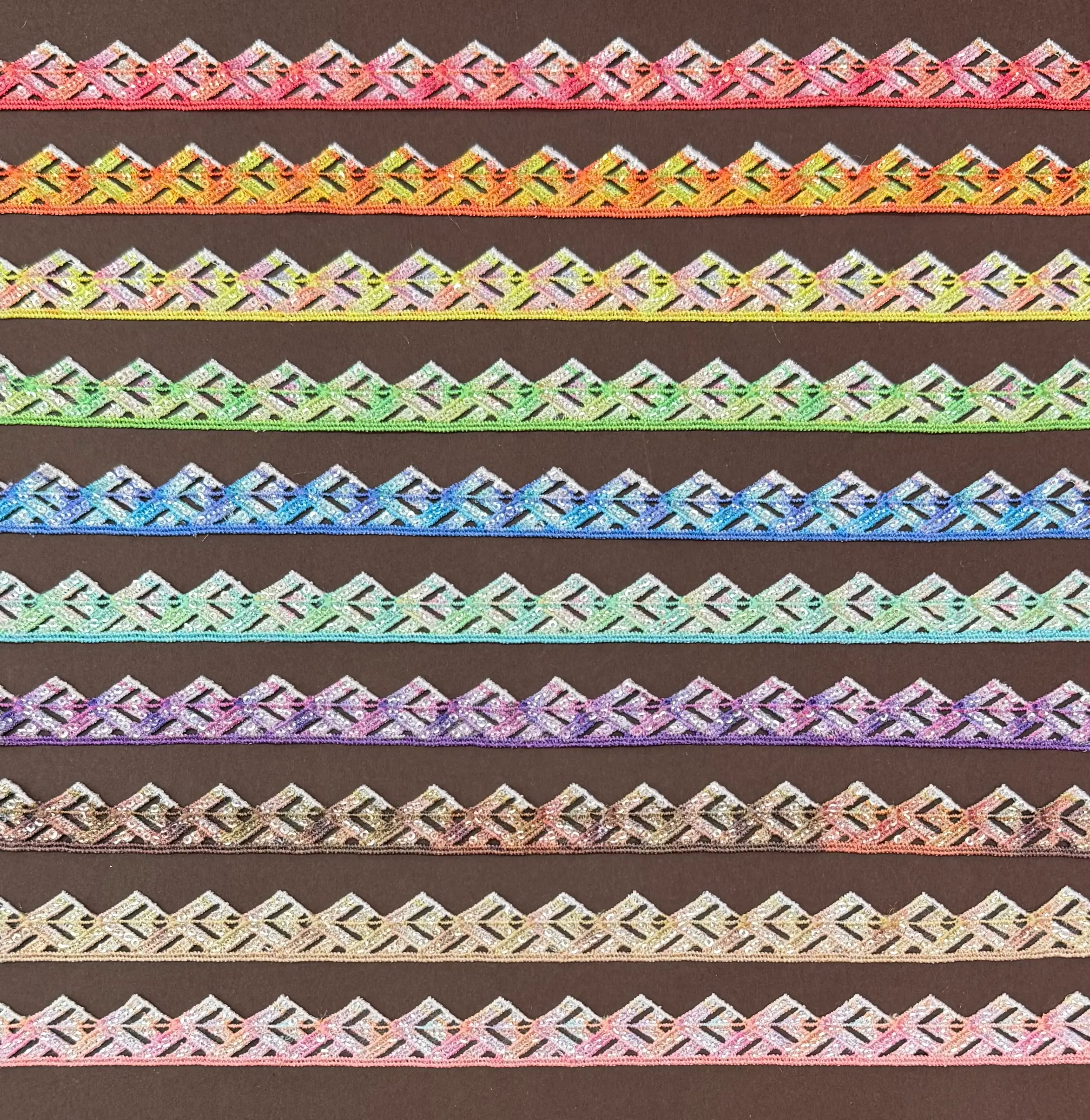 Gradient Triangle Ladder Sequined Lace Trim