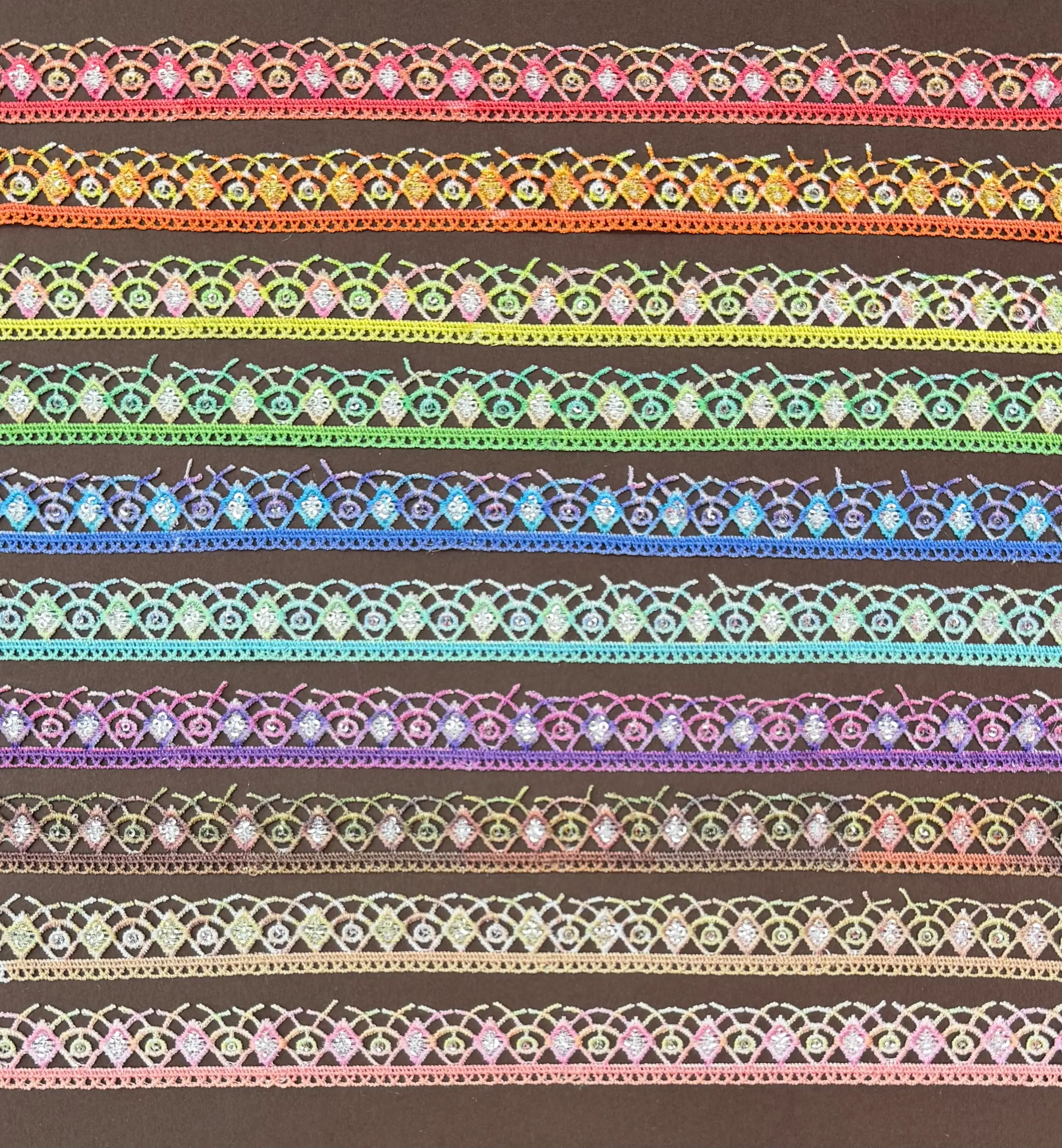 Gradient Petal Rhombus Digital Print Hollow Lace Trim