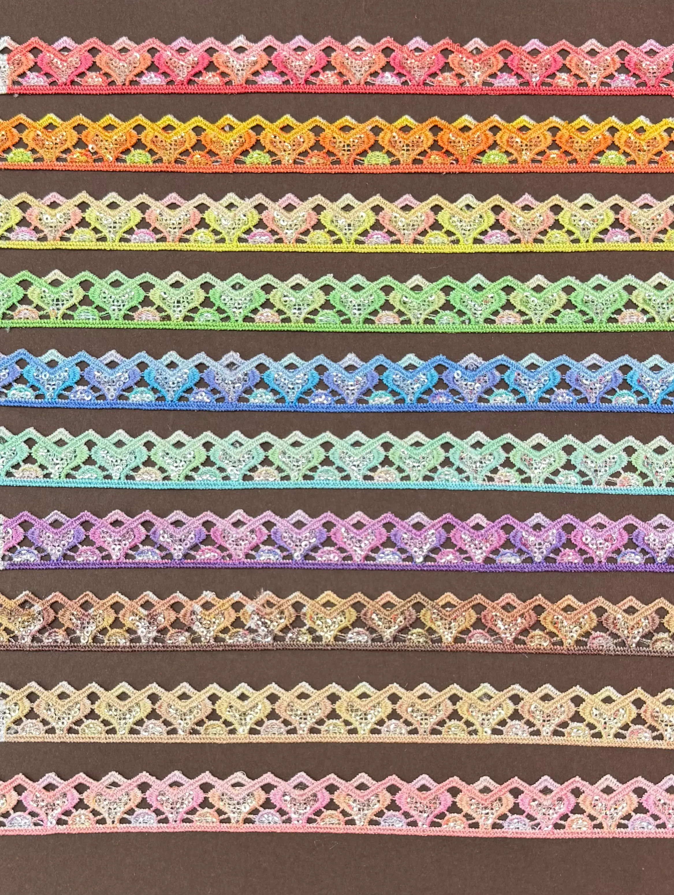Gradient Heart Sequin Lace Trim