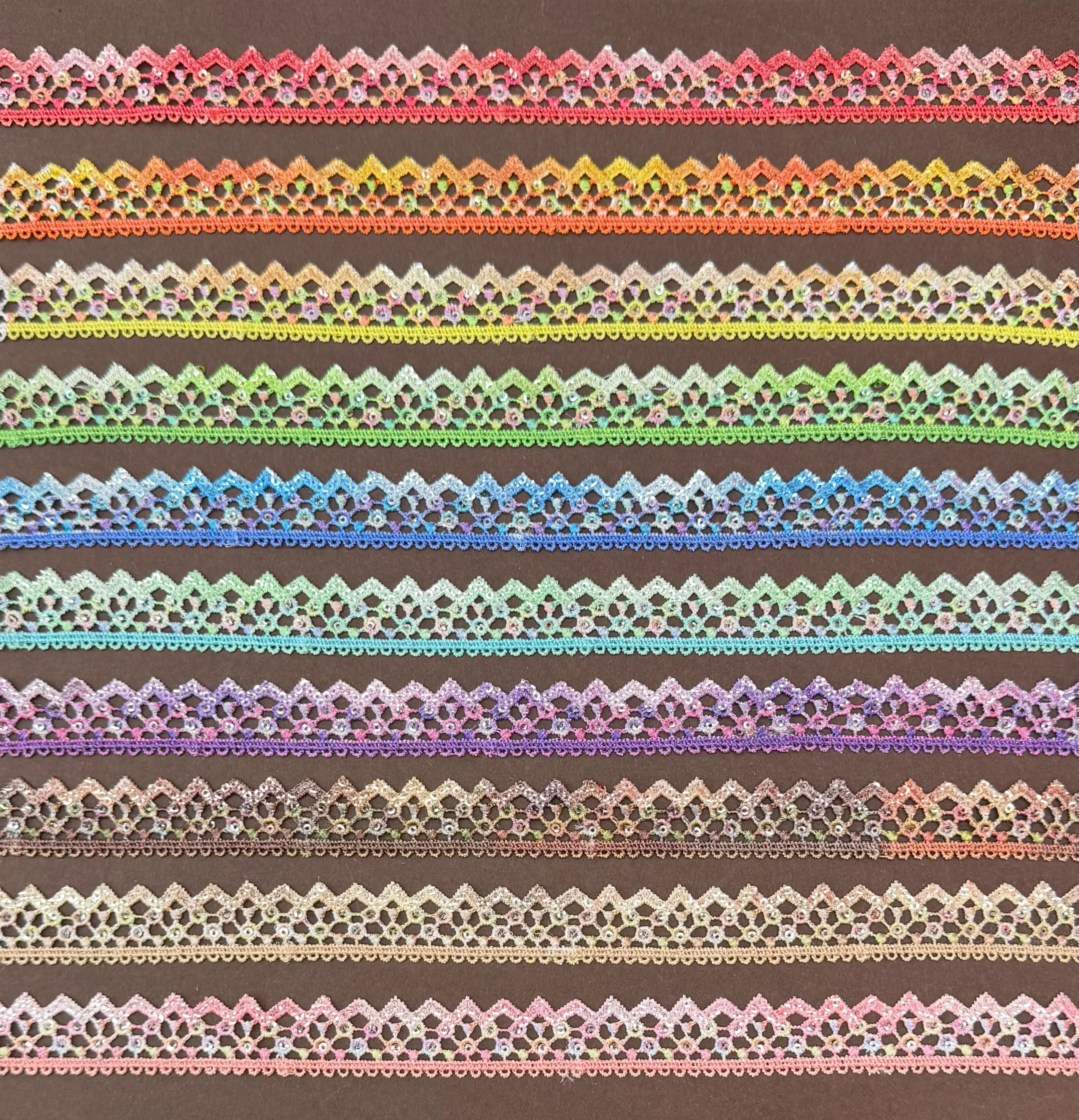 Rainbow Gradient Scallop Digital Print Lace Trim