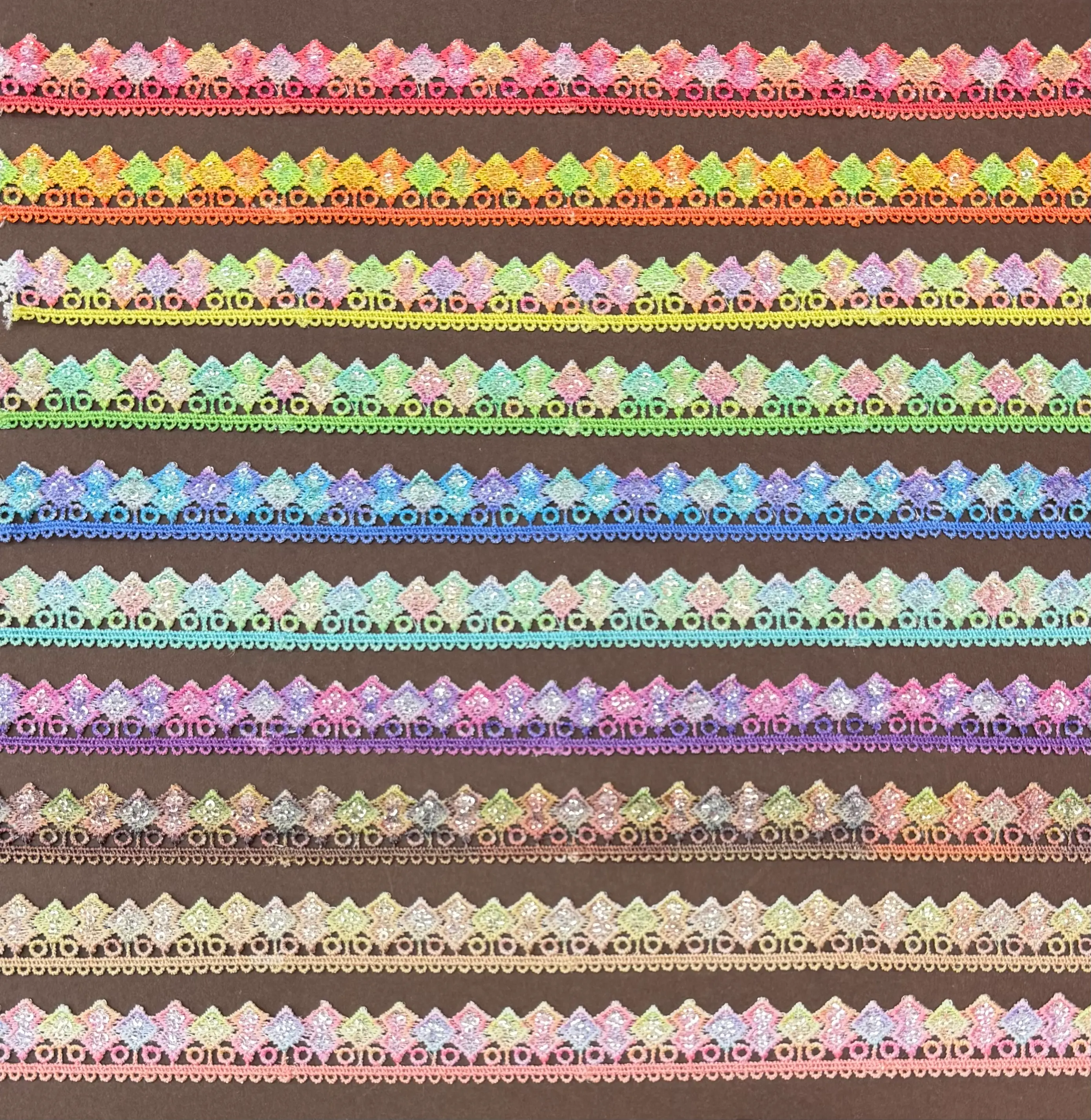 Diamond Hollow Rainbow Gradient Digital Print Lace Trim