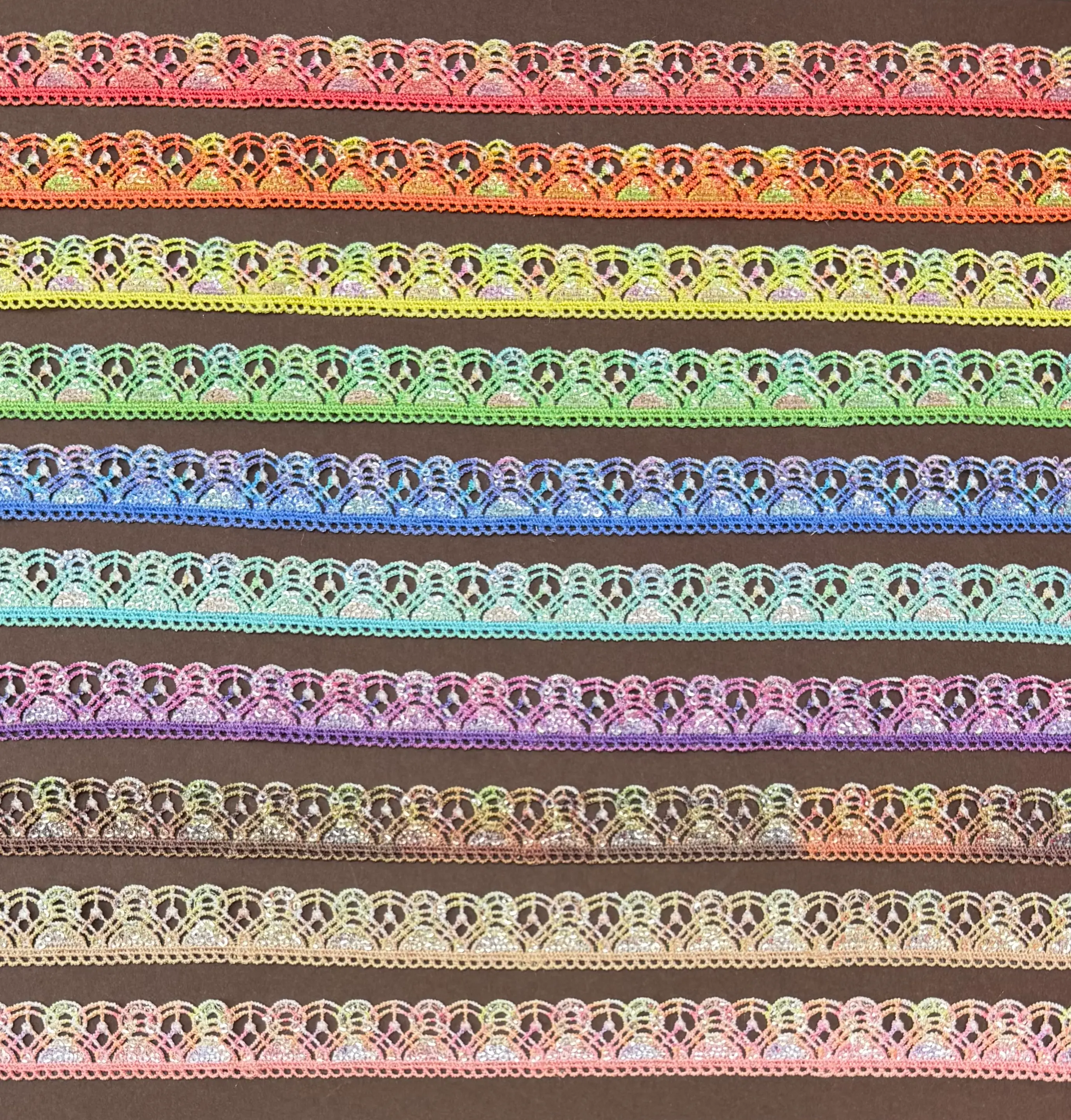 Arch Hollow Rainbow Gradient Digital Print Lace Trim